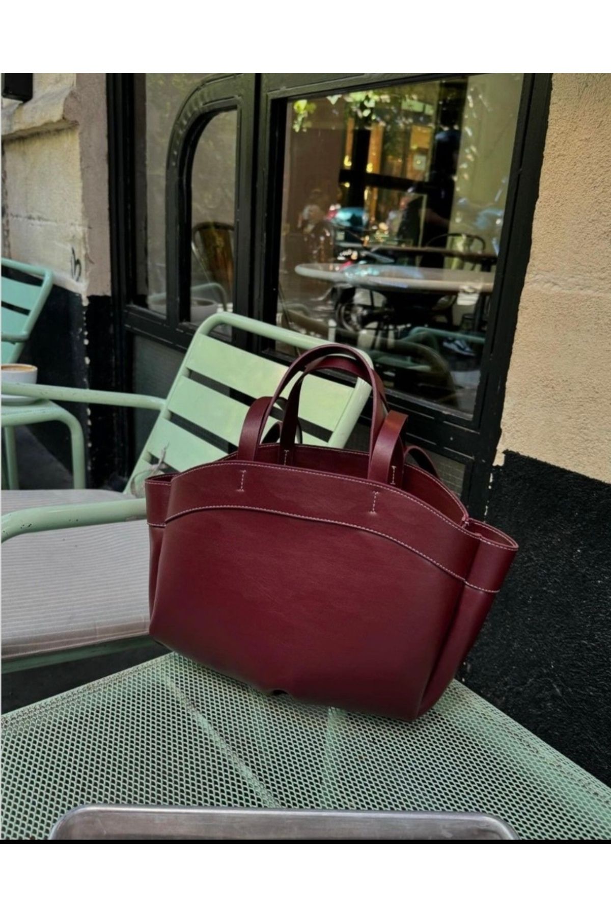 bag collar co Kadın bordo elve omuz çantası