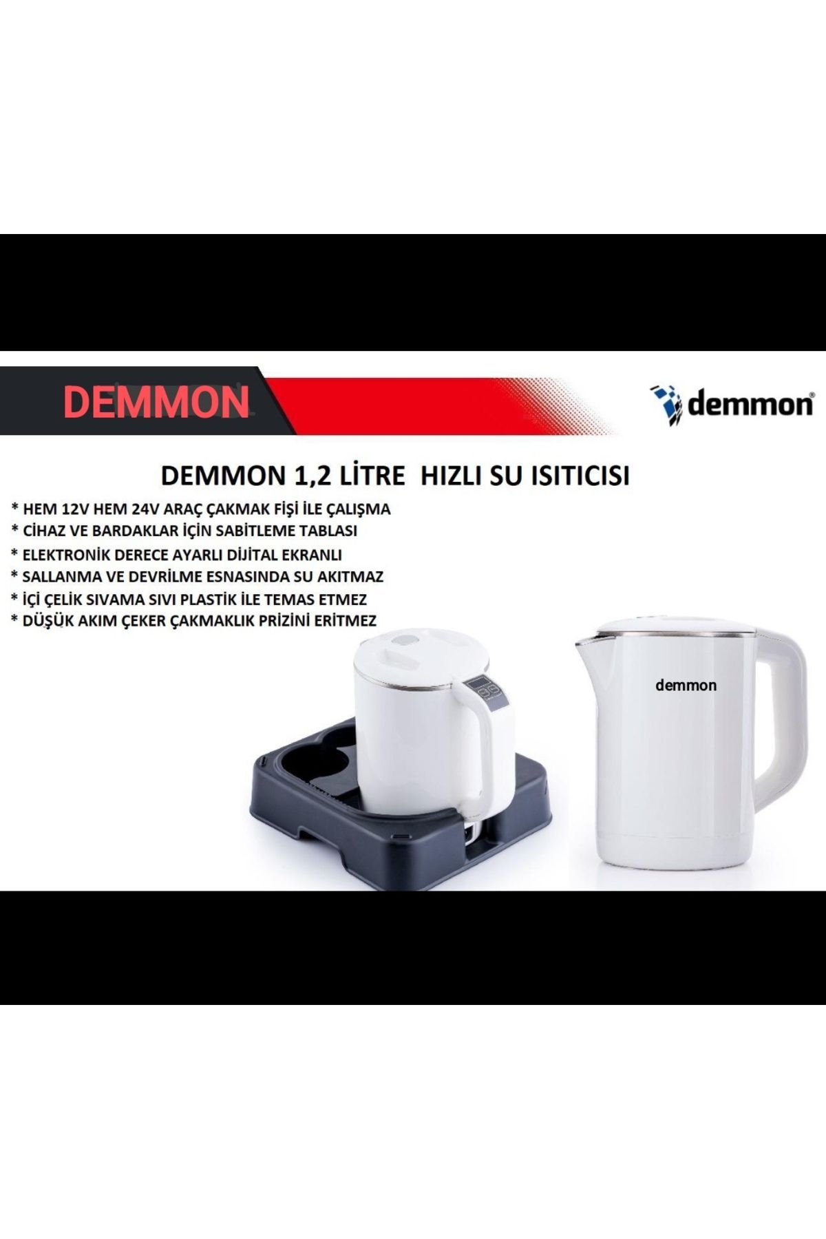 Oto Su Isıtıcı KETTLE Professional Portable Demon Tır Kamyon Otomobil 12V - 24V