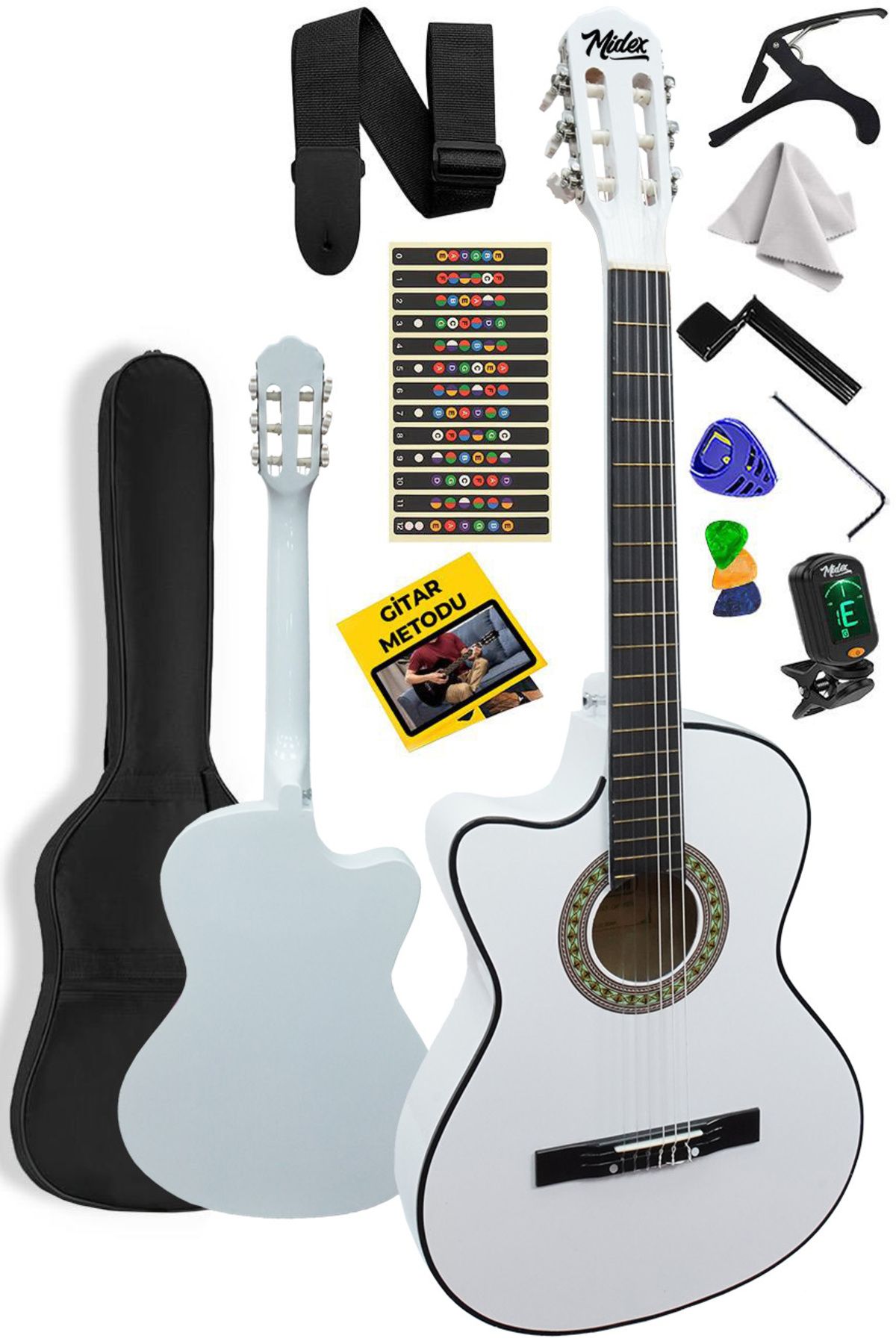 Midex CG-396WH SOLAK KlasikGitar Beyaz Renk F...