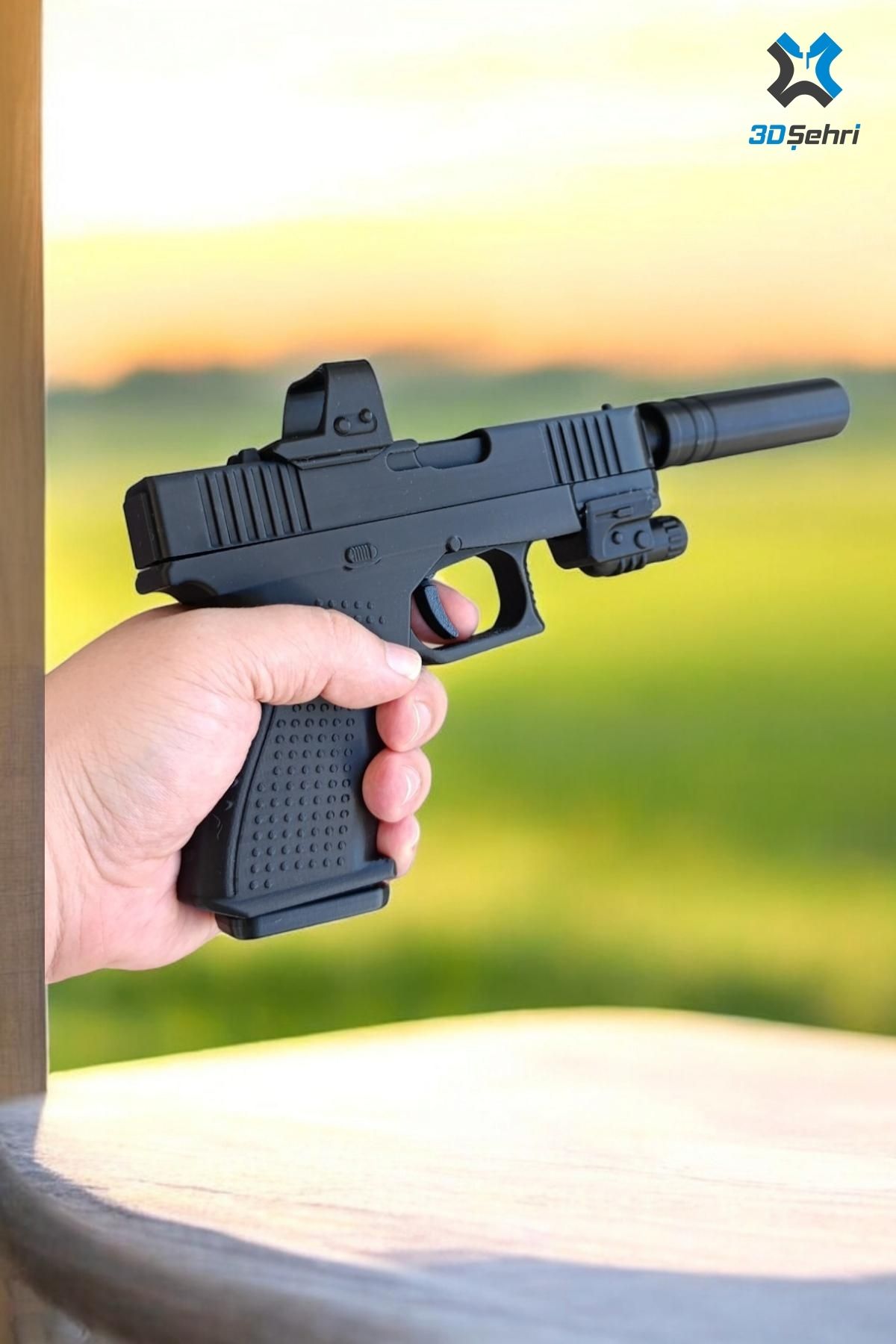 3DŞehri Glock 19 MaketiEklentili Hareketli Öz...