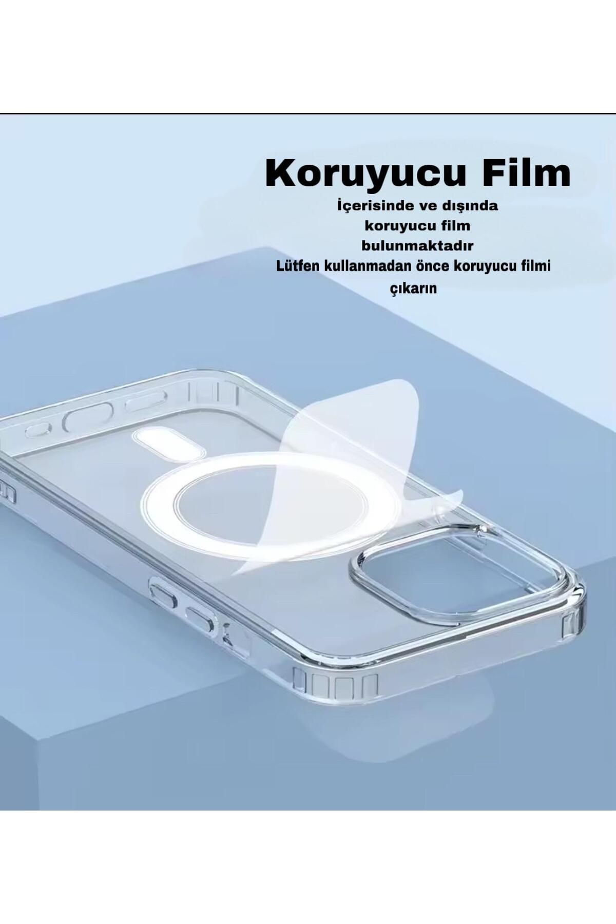 İPHONE 16 PRO MAX WİRELESS MAGSAFE KABLOSUZ ŞARJ DARBE EMİCİ KAMERA KORUYUCU ÇERÇEVELİ ŞEFFAF KILIF