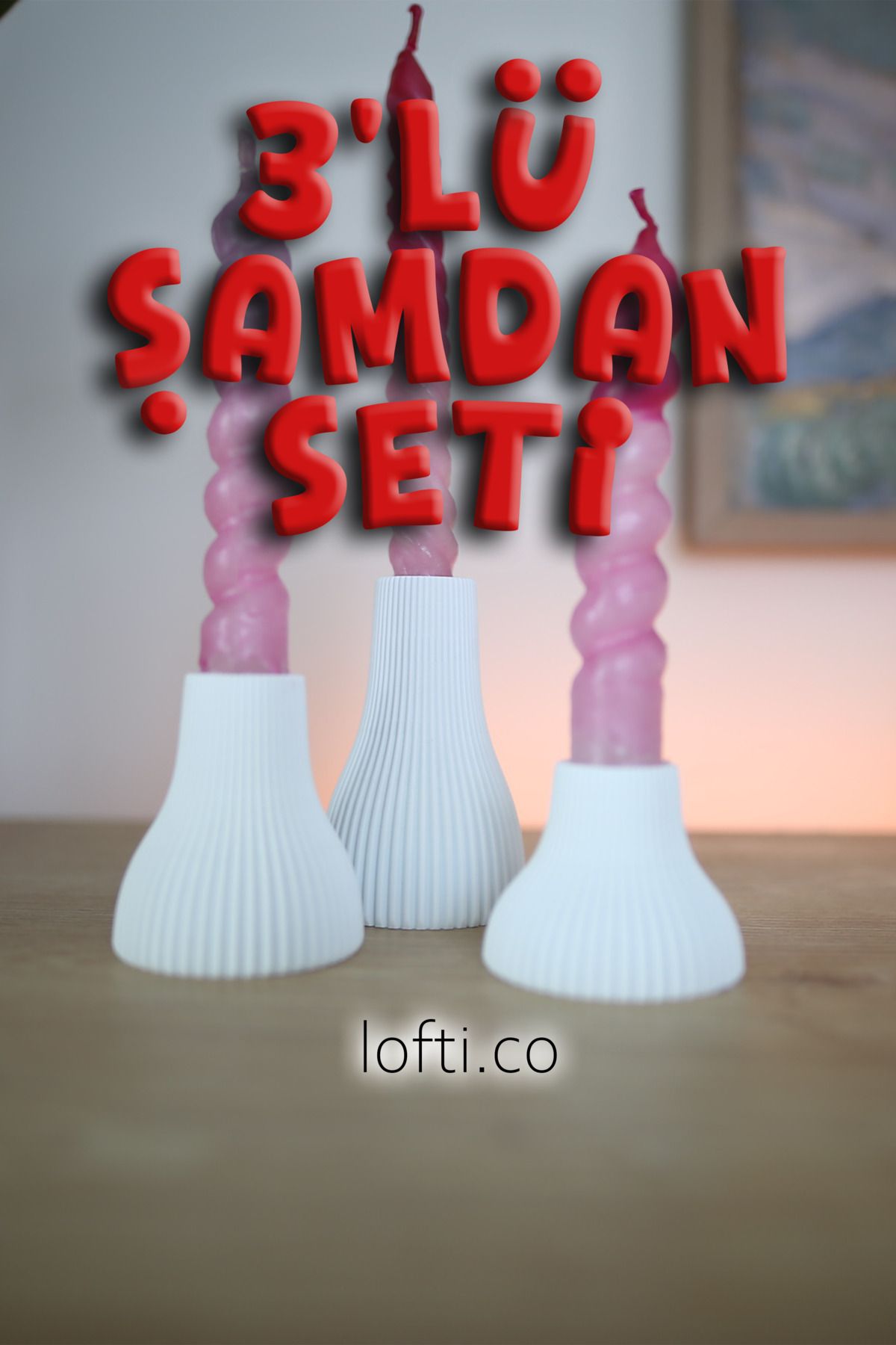 loftico 3'lü Şamdan Seti