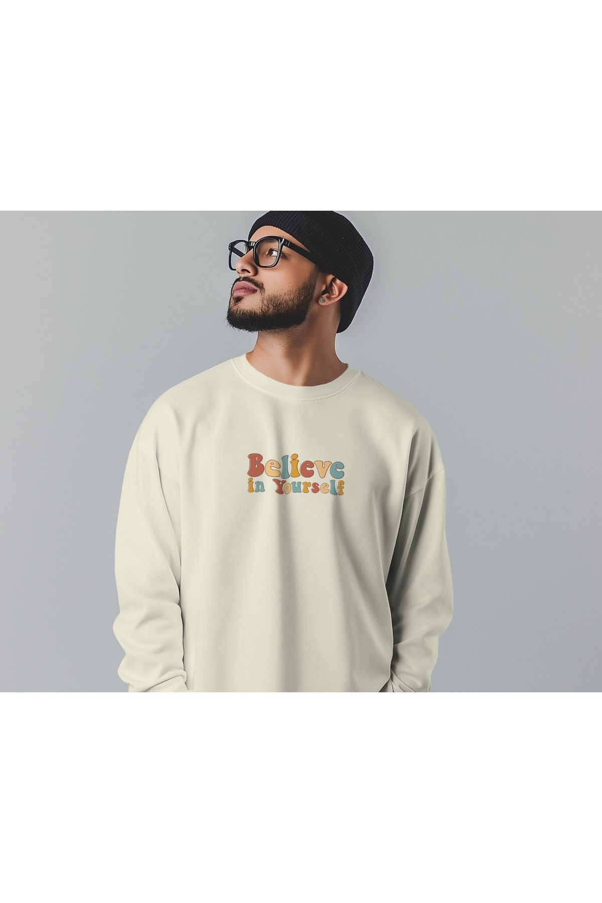 Believe Krem Sweatshirt 3iplik kalın Unisex