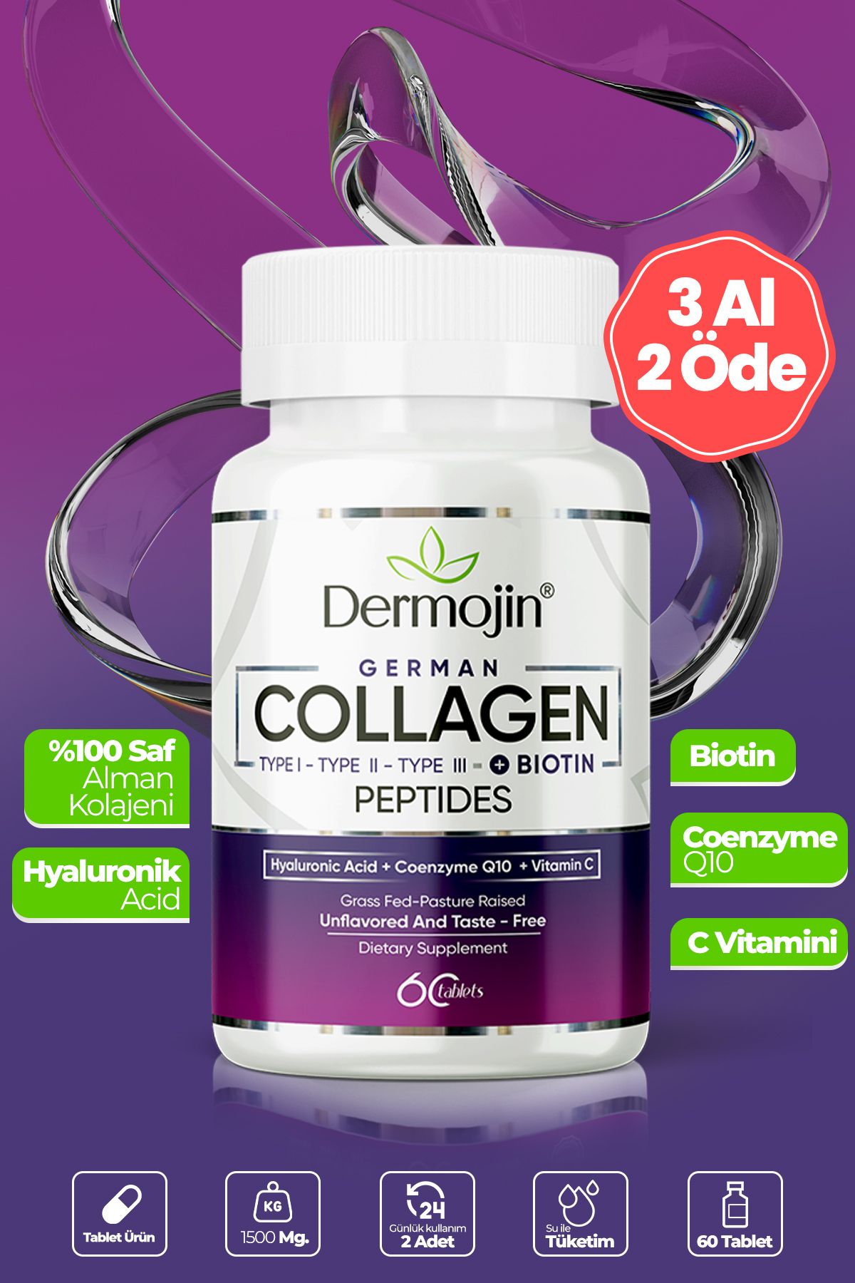 Dermojin30 Günlük Biotin,Coenzyme Q10, Hyalur...