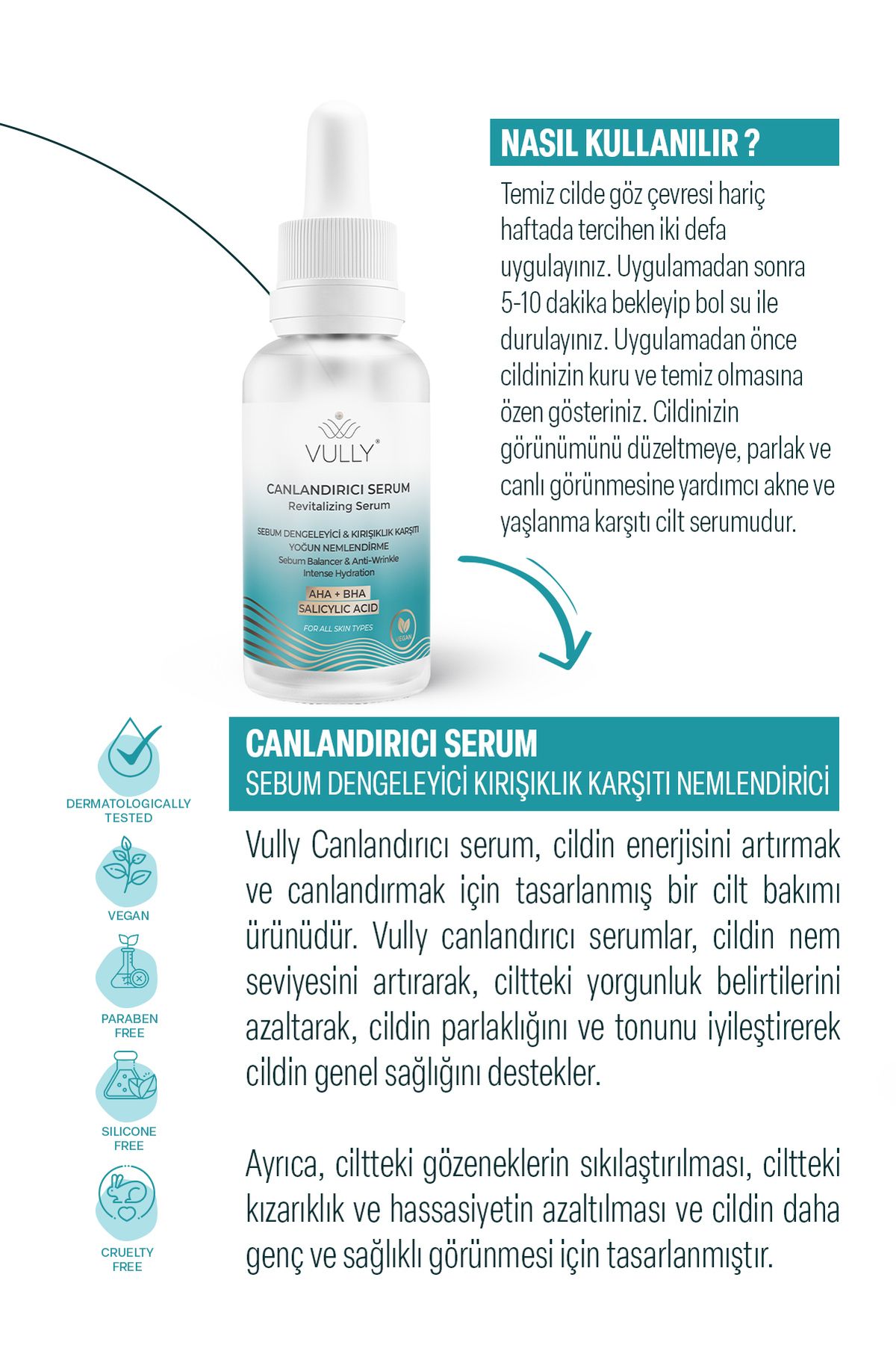 Kırışık Karşıtı - Sebum Dengeleyici - Yoğun Nemlendirici Canlandırıcı Serum 30 Ml (%10 Aha %2 Bha)