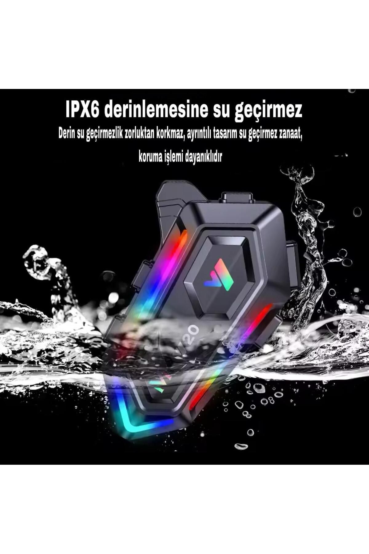 Y20 Motosiklet Kask Kulaklik Interkom Rgb Işikli Su Geçirmez Motorsiklet Interkom