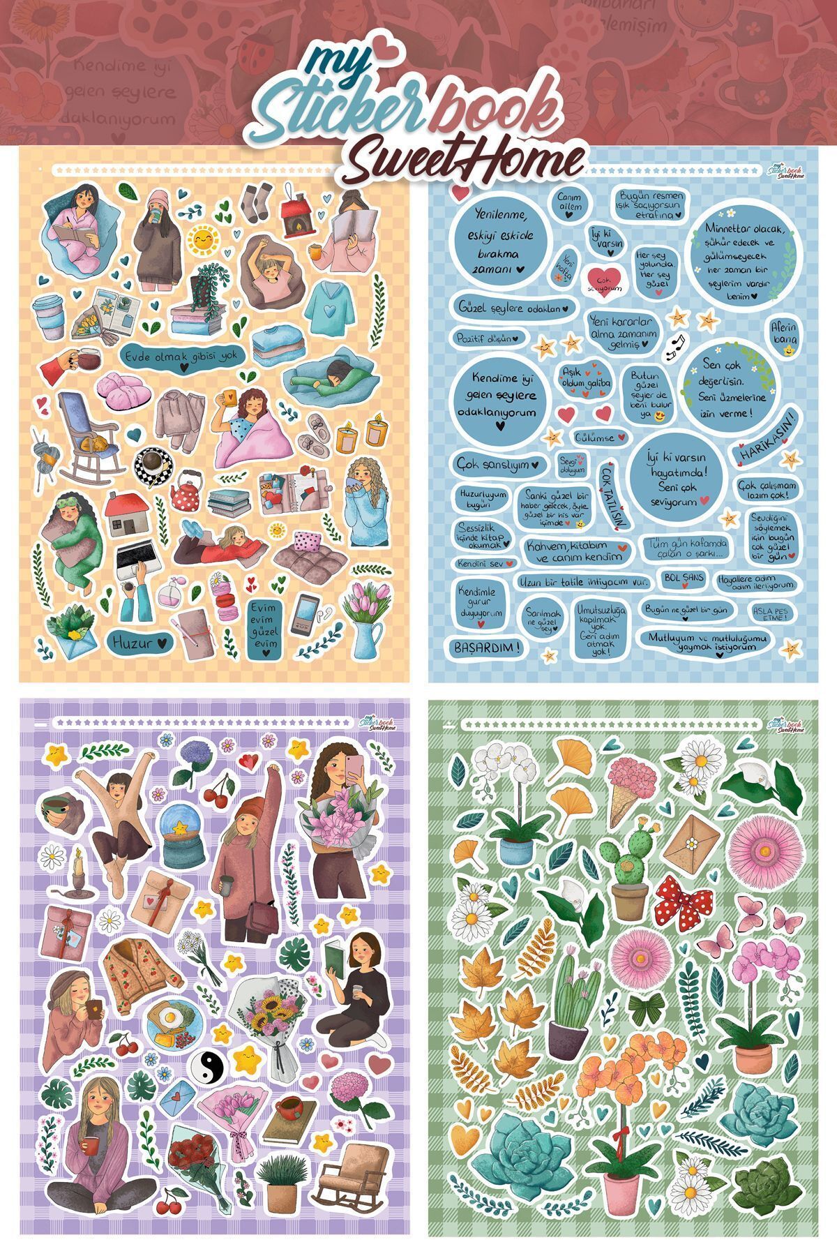 Sweet Home Sticker Set - 500 Adet Etiket - Ajanda, Günlük, Planlayıcı, Bullet Journal... 941KSERI