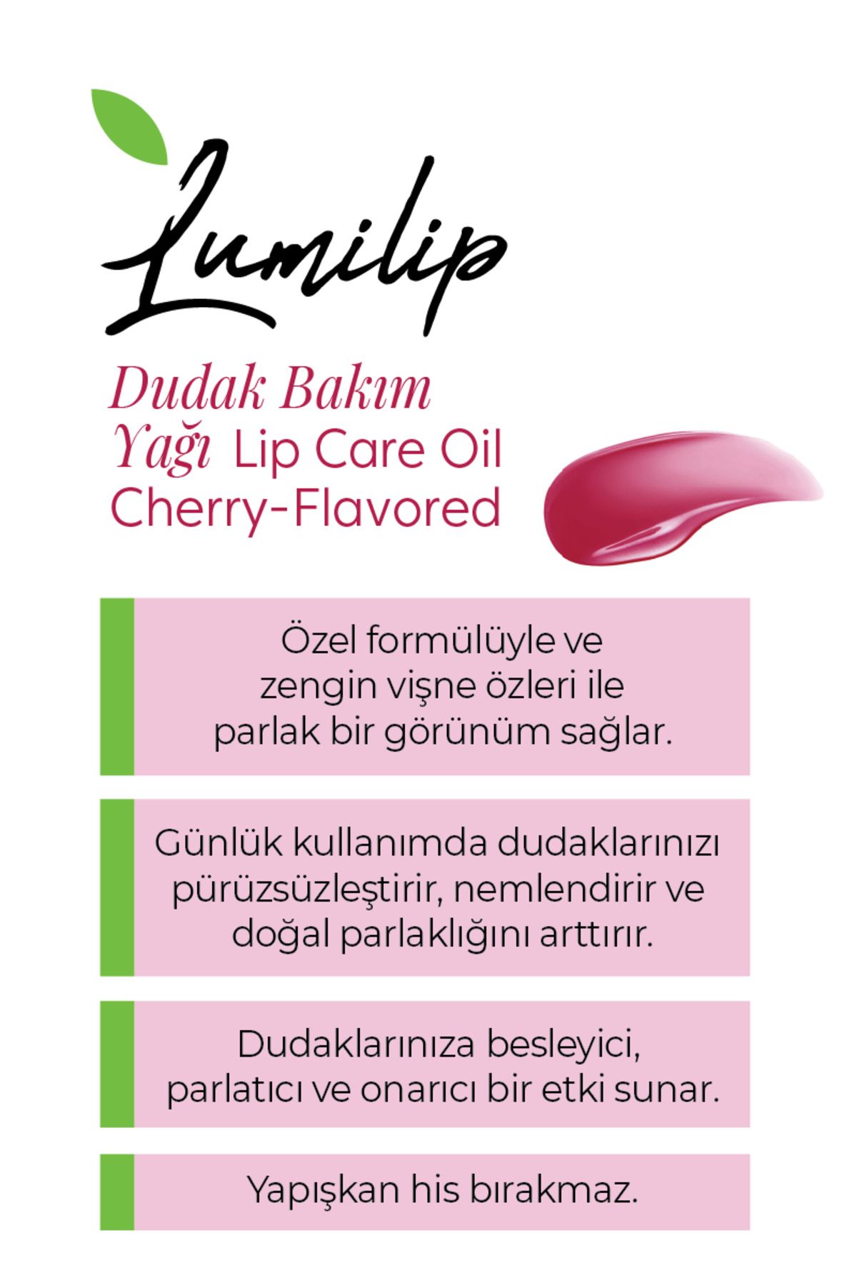 Lumilip Parlatıcı Ve Nemlendirici Dudak Bakım Yağı - Vişne Aromalı Lip Gloss 6ml