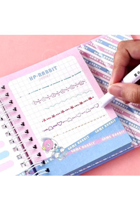 6'lı Desenli Fosforlu Kalem Linear Color Pen Çiçek Kalp Yıldız Desen Çizen Silindir Sihirli Kalem Image 7