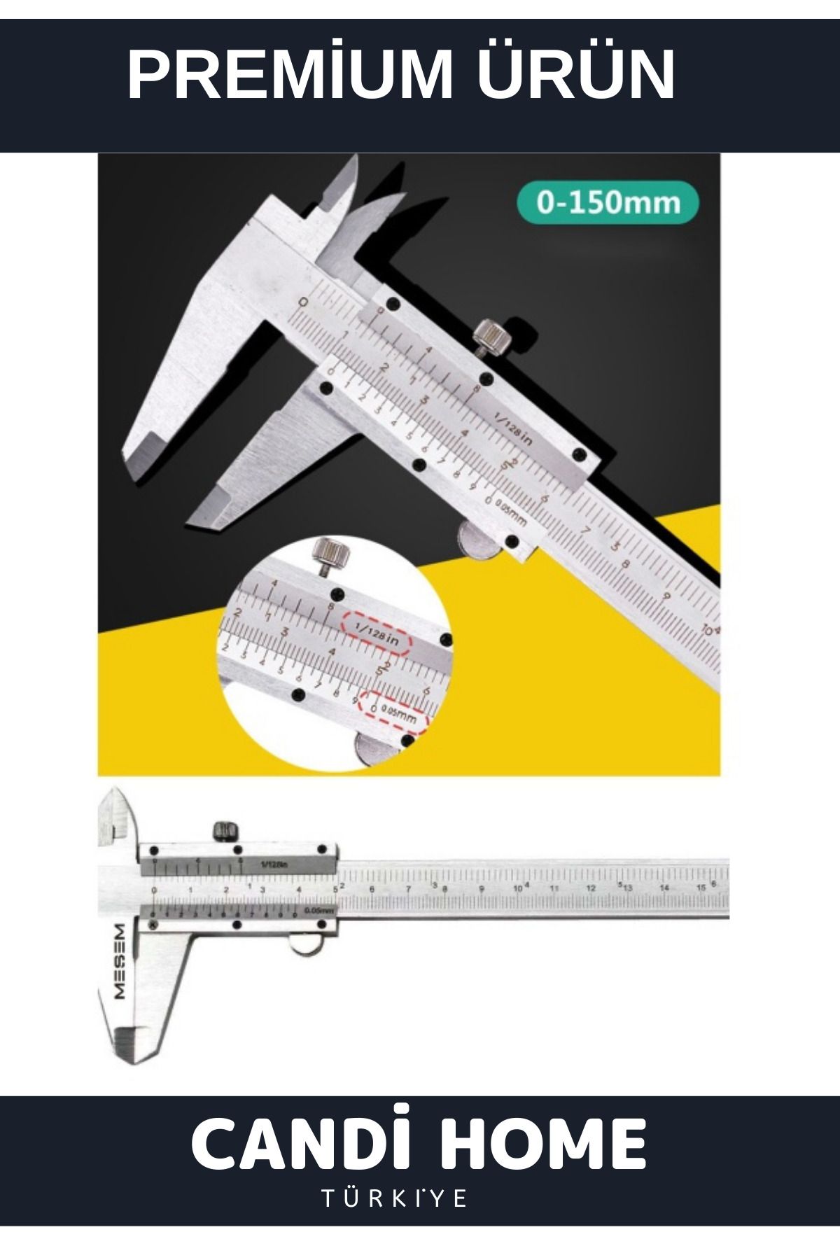 Premium Özel Seri Çok İşlevli Çelik Kumpas 0,01 mm - 150mm 6inc