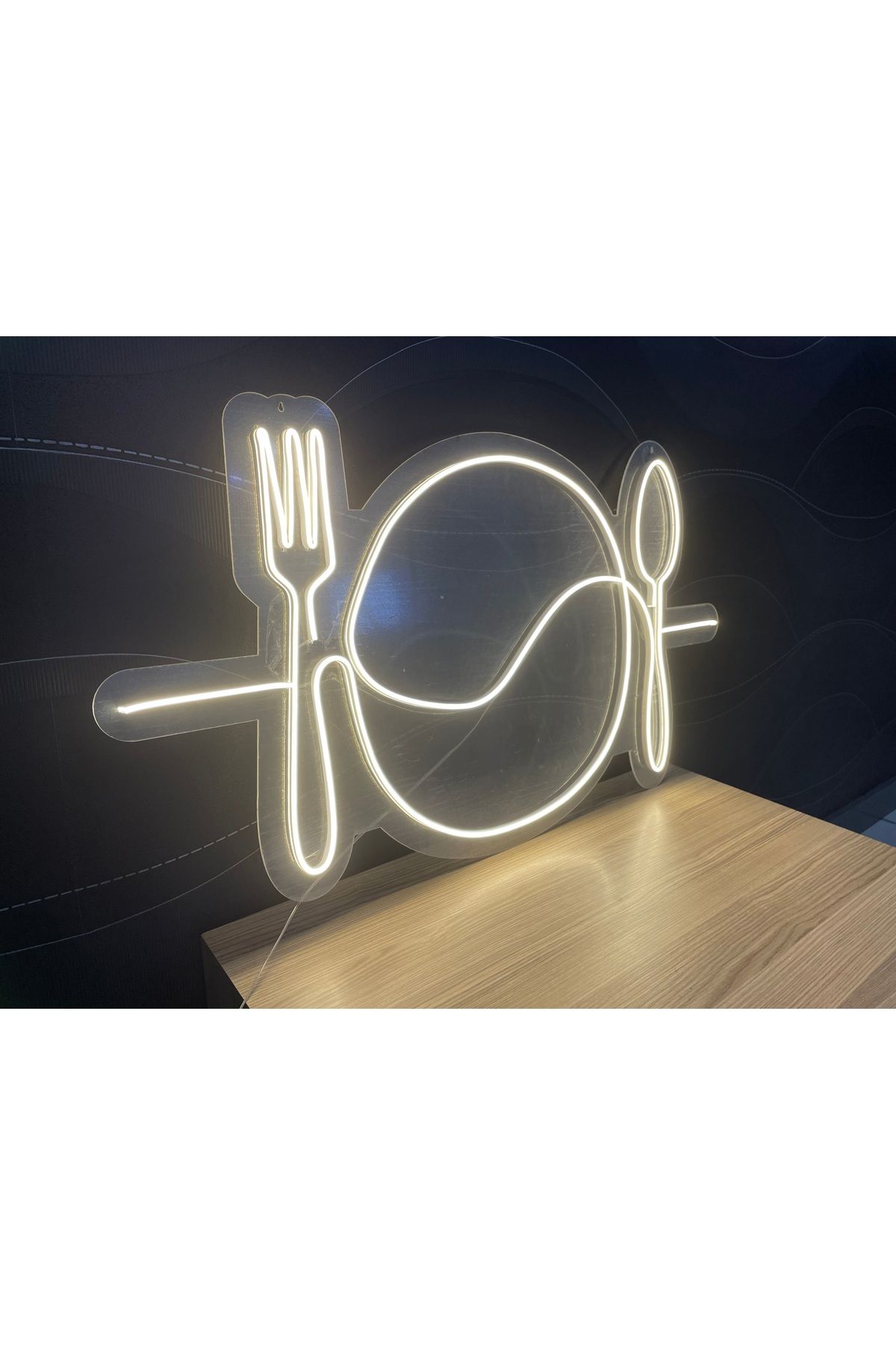 Neon LED Duvar Dekoratif Aydınlatma -Restoran, Yemek, 50x25cm-