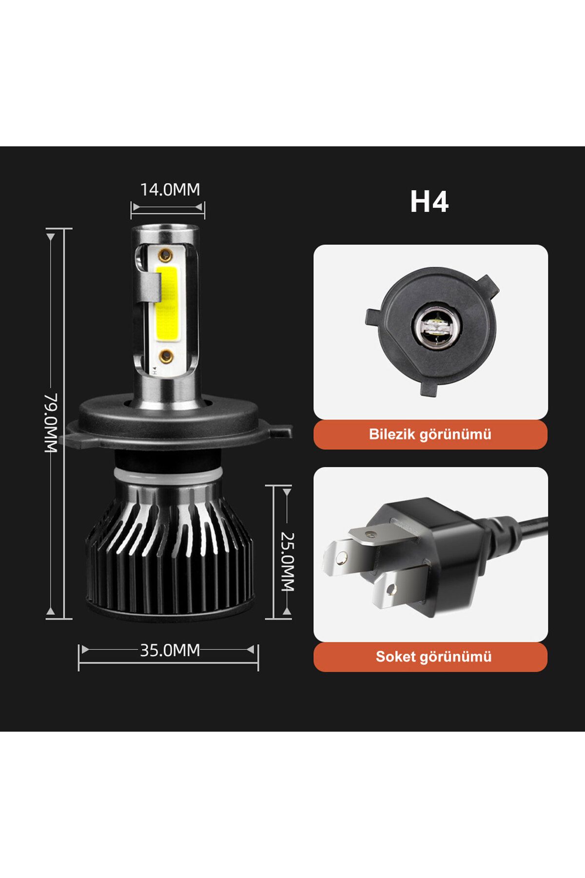 Pro Serisi Fiorino Led Xenon Seti Far ve Sis Takım 10800 Lümen Mini/Slim Led Ampül