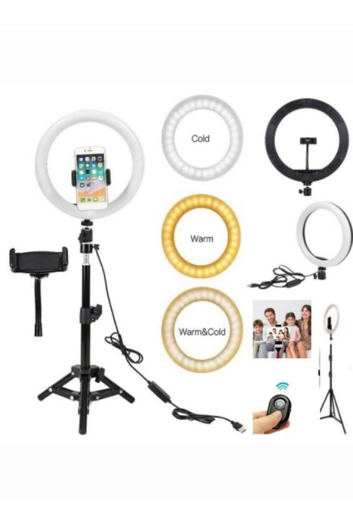 SMAYLİNG"14'' Ring LightTripod & Bluetooth Ku...