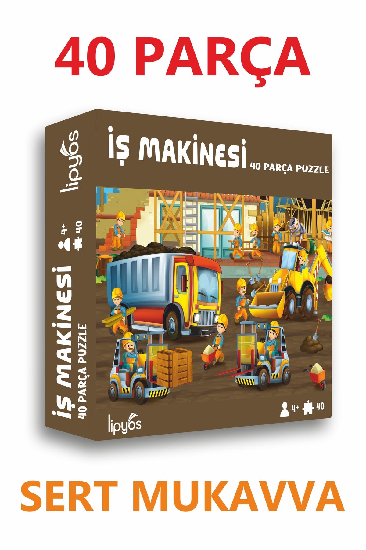 40 Parça İş Makinaları Mukavva Mini Puzzle 10 Adet