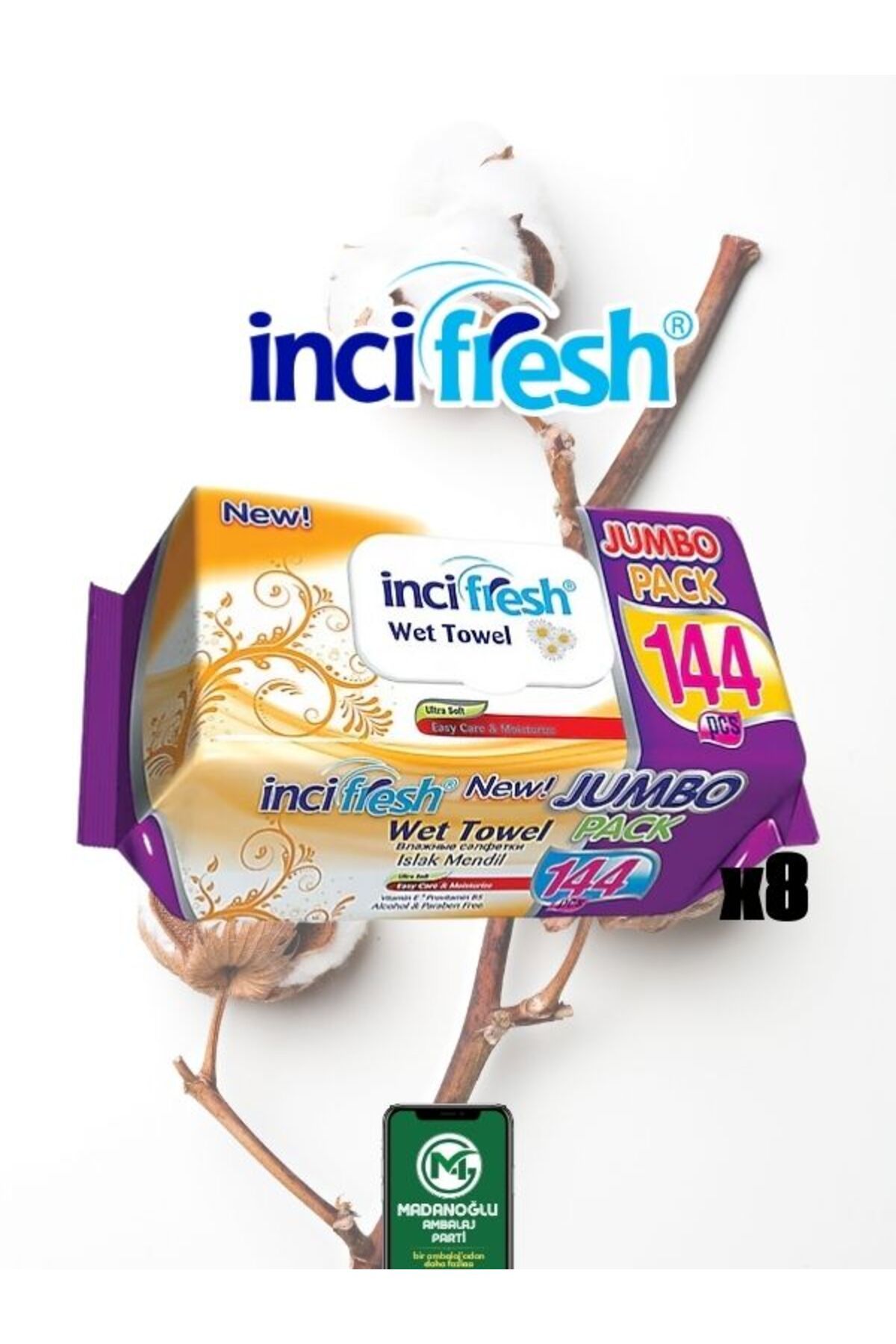 Madanoğlu ticaret İnci Fresh144 lü Islak Havl...