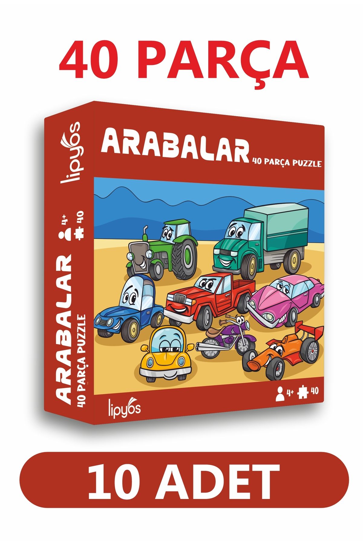 LİPYOS 40 Parça ArabalarMukavva Mini Puzzle 1...