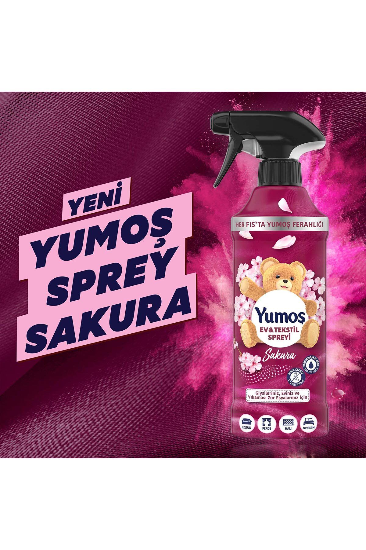 Ev Ve Tekstil Spreyi Sakura 450 ml X2 Sıvı Yumuşatıcı Sakura 1440 ml X2