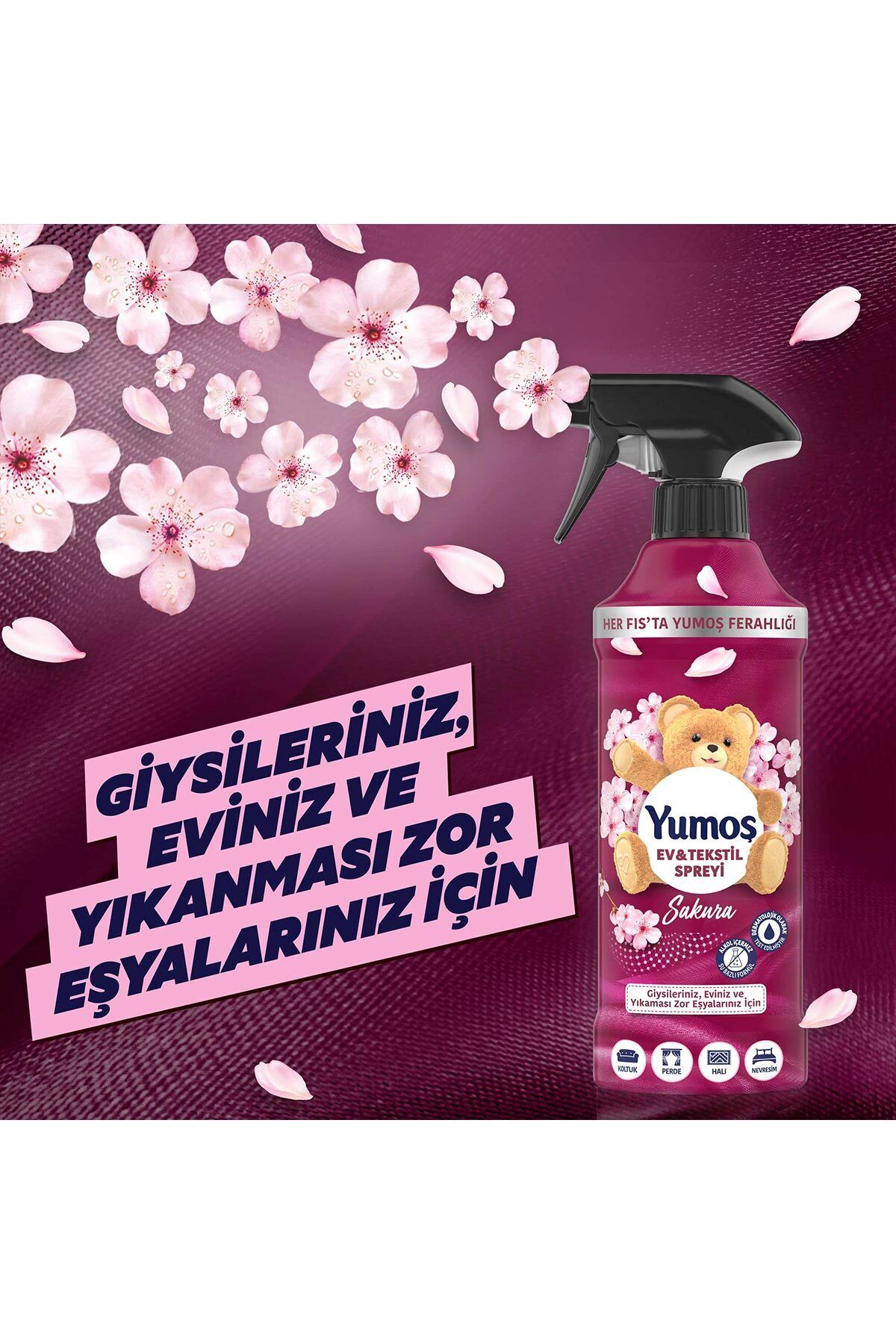 Ev Ve Tekstil Spreyi Sakura 450 ml X2 Sıvı Yumuşatıcı Sakura 1440 ml X2