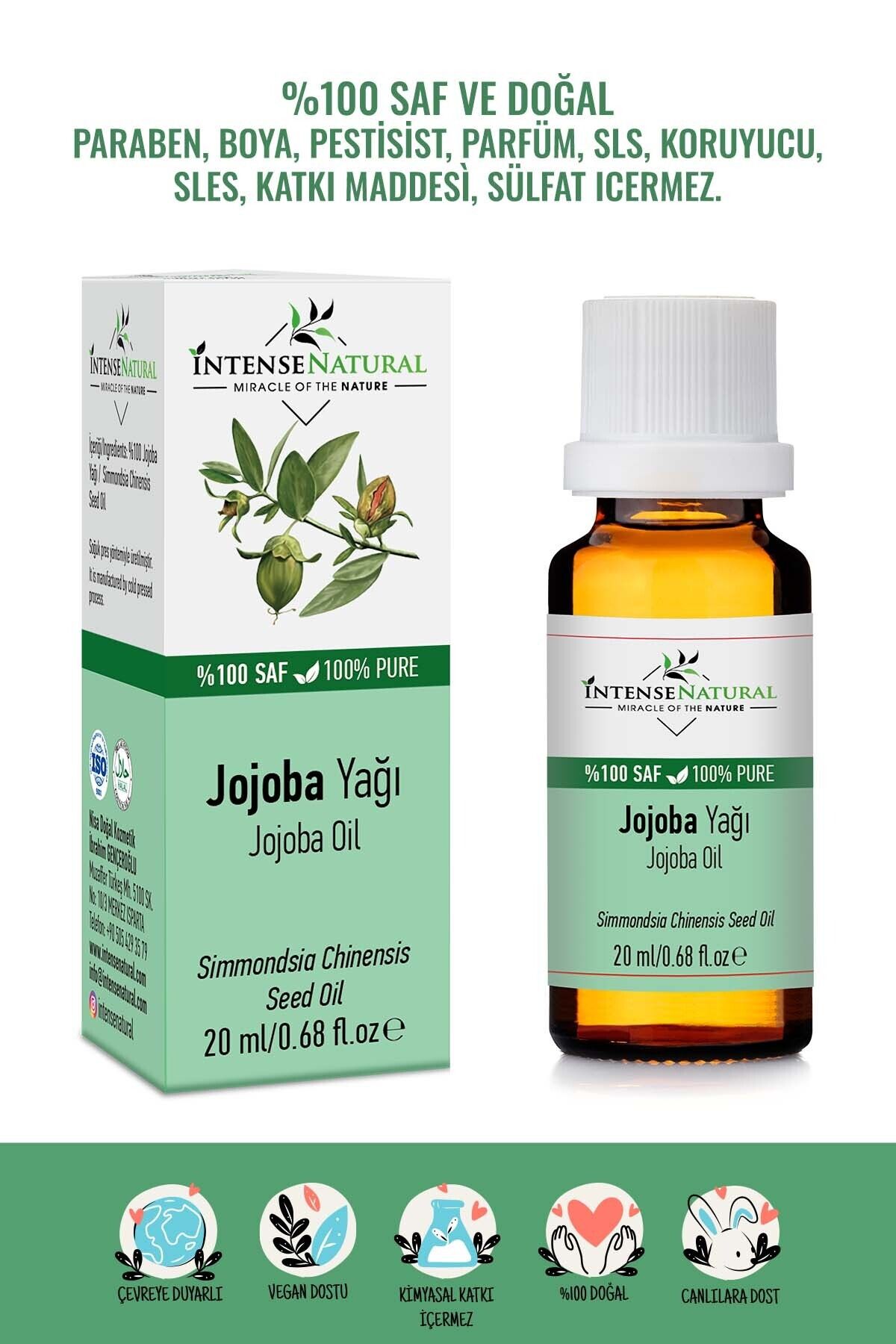 İntense NaturalJojoba YağıSoğuk Sıkım 20 ml %...