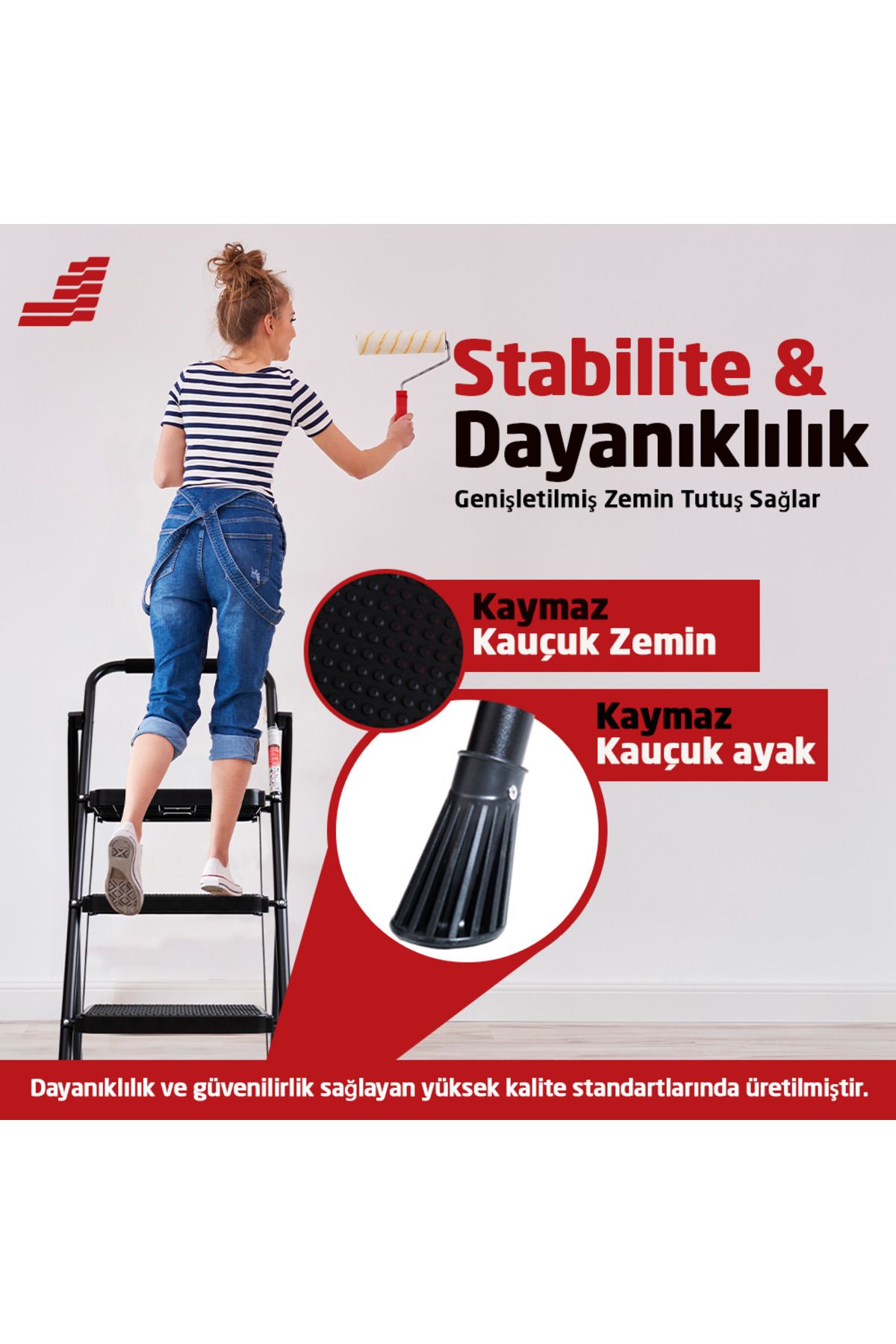 S - 3 Basamaklı Merdiven - Standart - Siyah