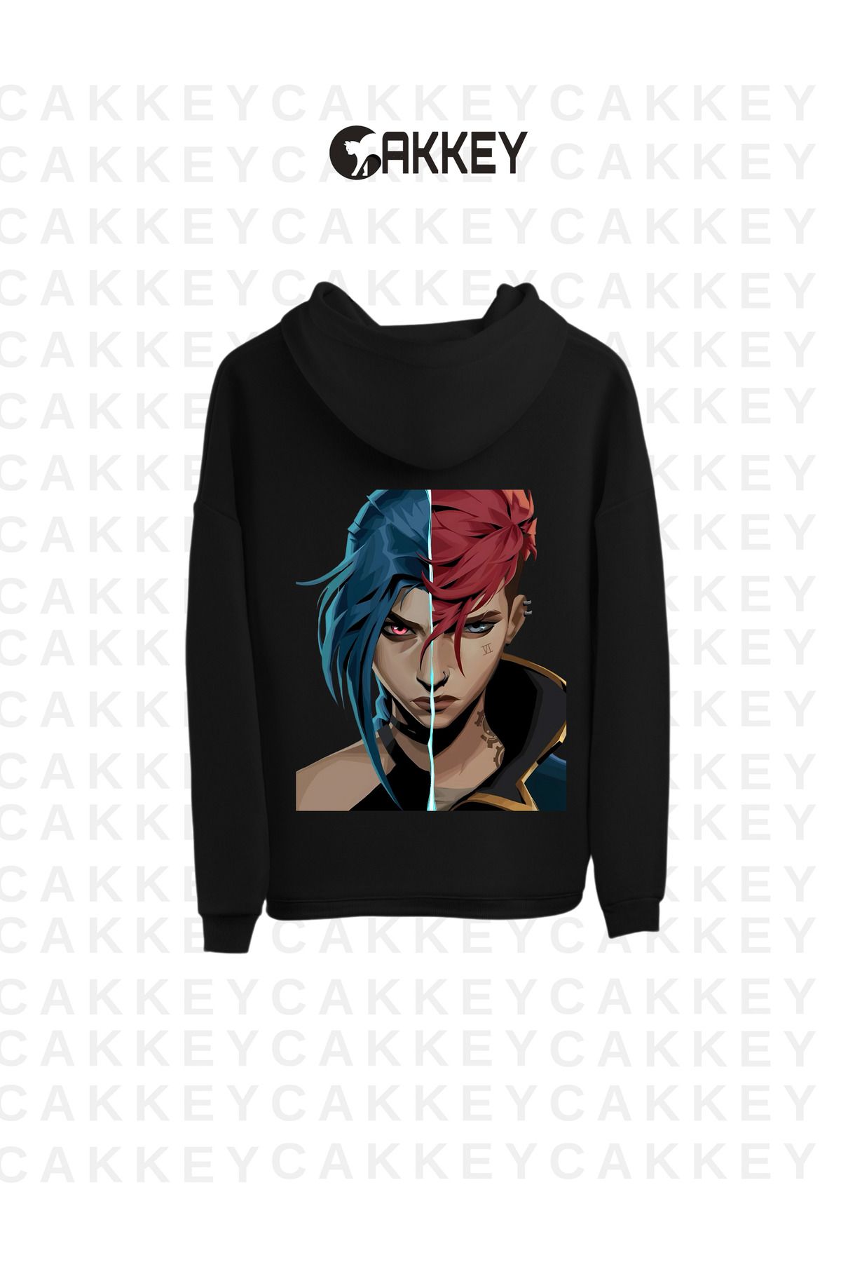 CakkeyArcane Lol UnisexOversize Jinx & Vi Bas...