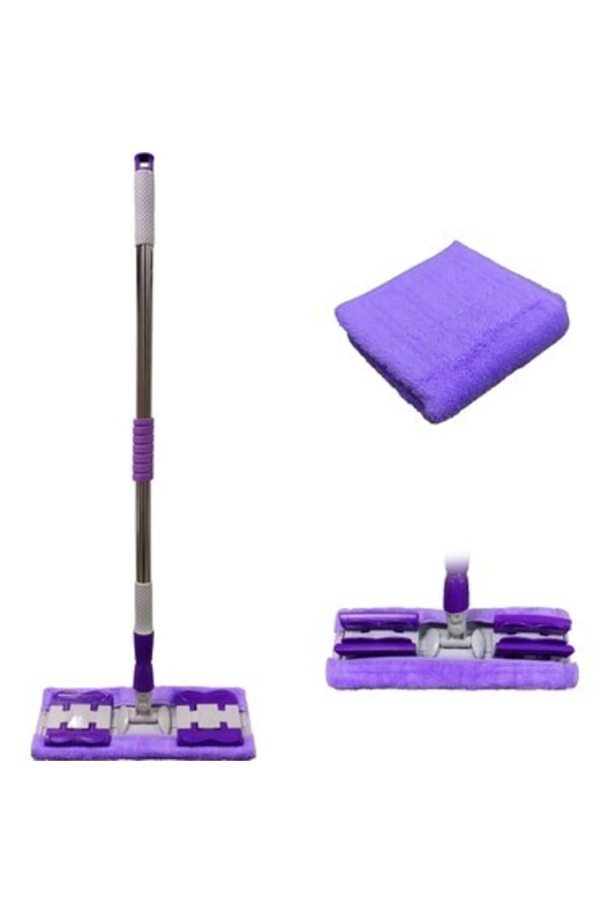 Sihirli Spin Mop Teleskopik Çok Amaçlı Mop +1 Bez Hediyeli - Mor (4764)