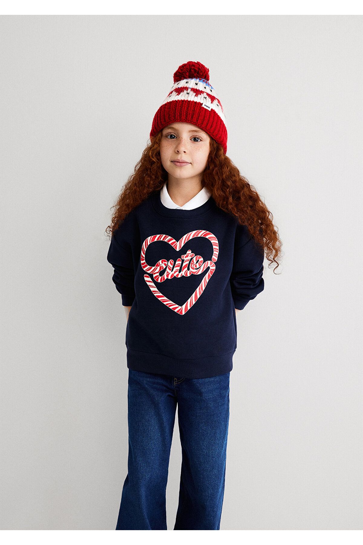 Yılbaşı Cute Baskılı Lacivert Sweatshirt 7s10112-82318