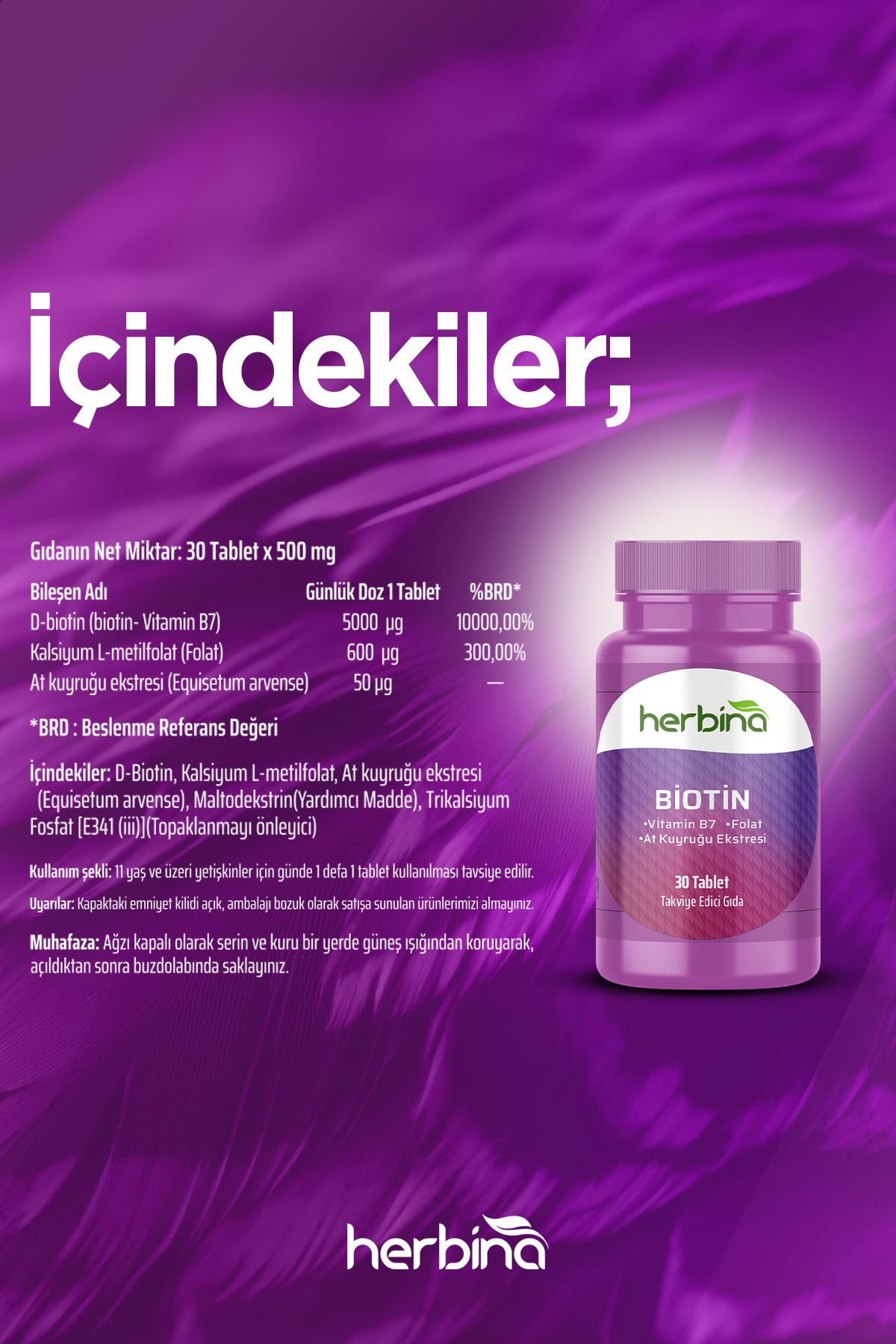 Biotin 5000 mcg At Kuyruğu Ekstresi 30 Tablet 2 Adet