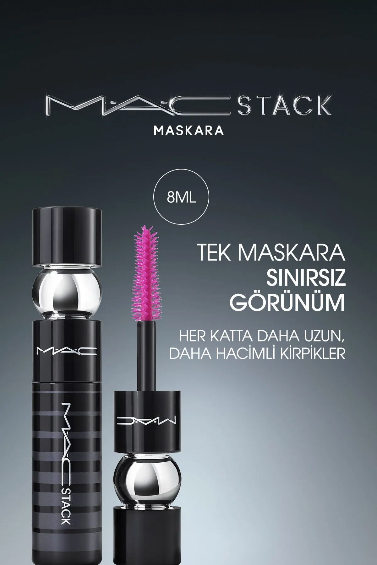 Stacked to the MAX Göz Makyaj Seti: M·A·CStack Maskara 8ml+Lift Kirpik Bazı 12ml