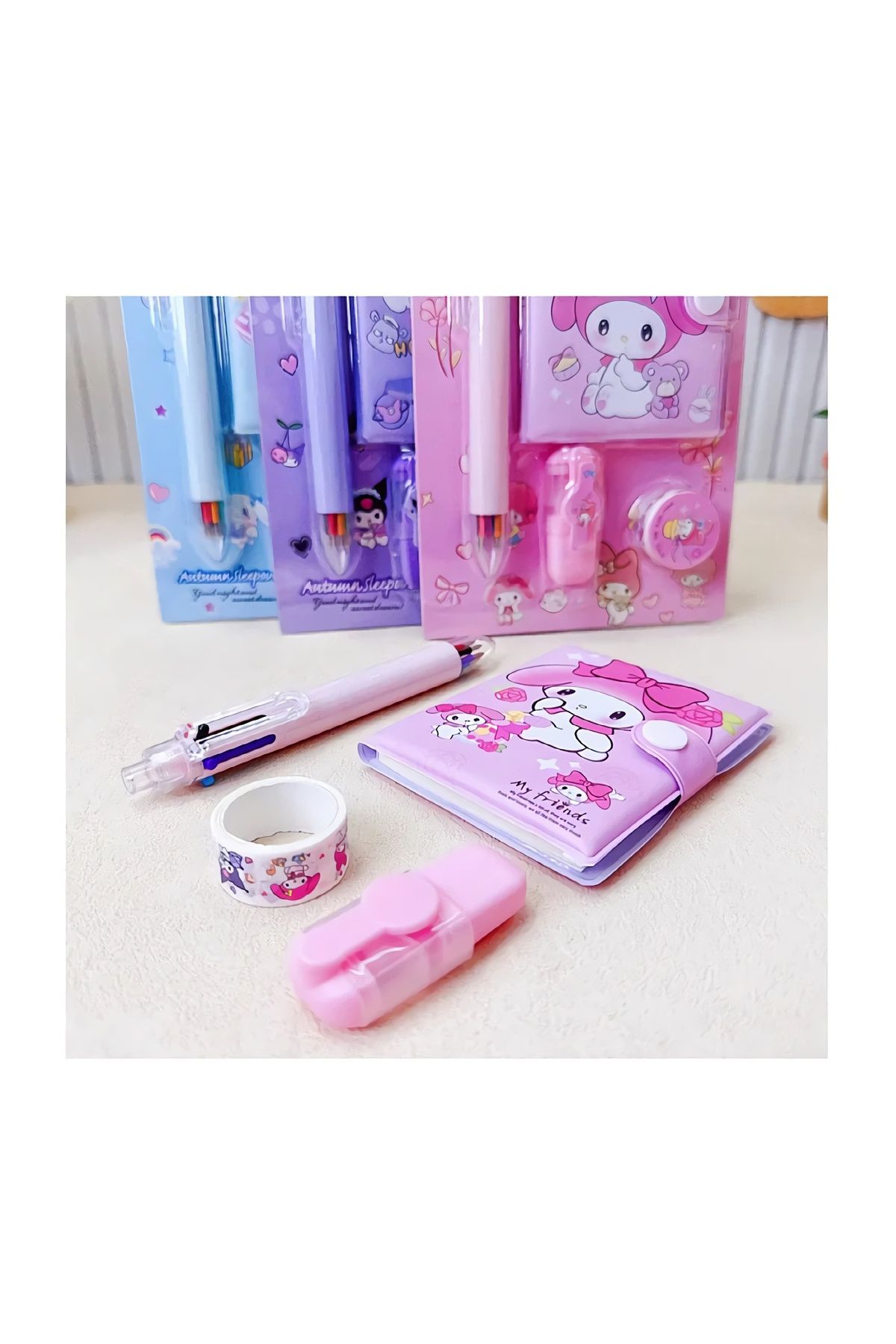 Sanrio Kuromi Cinnamoroll My Melody Kırtasiye Seti 4 Parça My MelodyKırtasiye Seti - Pembe