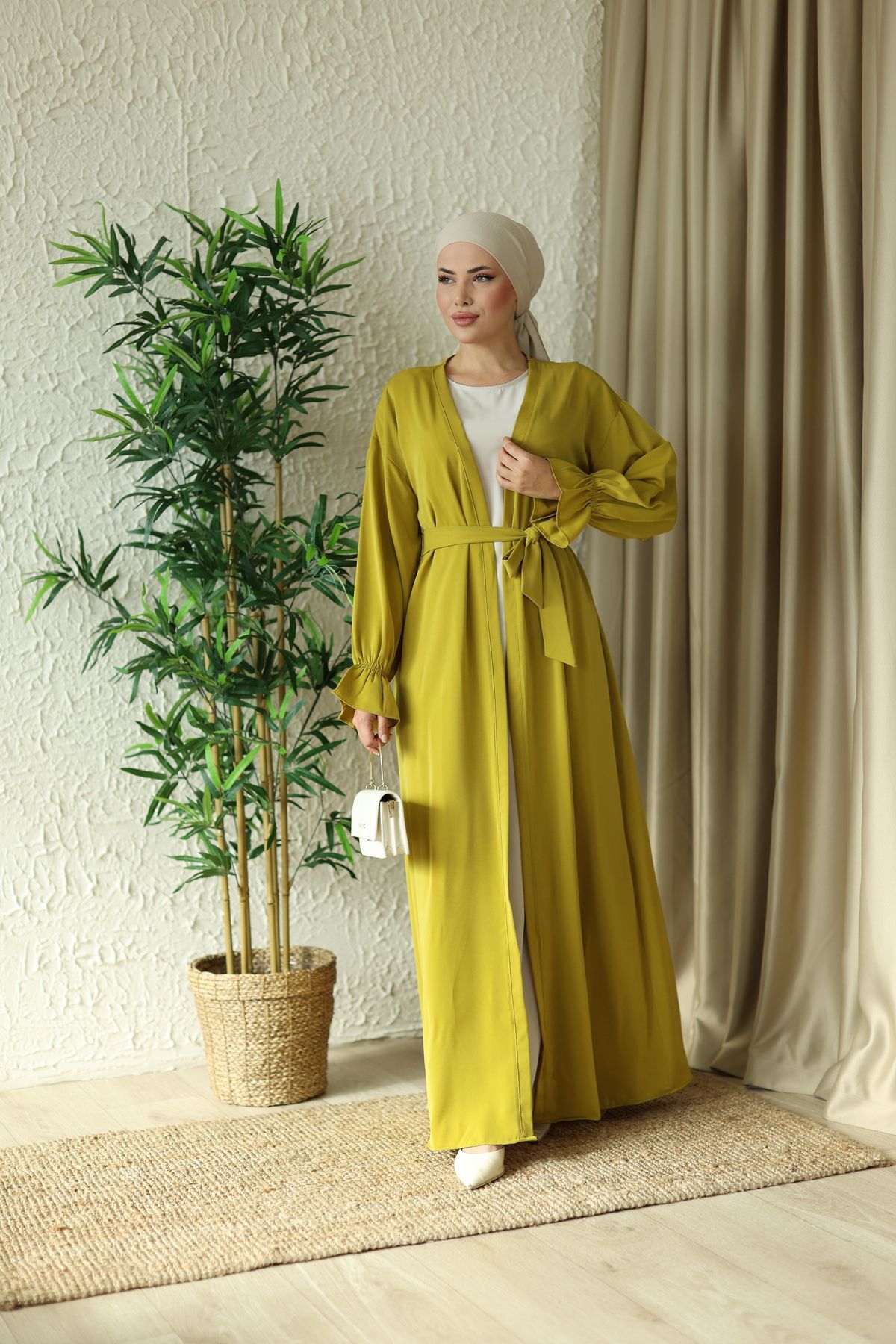 ŞARMİ KUŞAKLI ABAYA TAKIMI 145CM