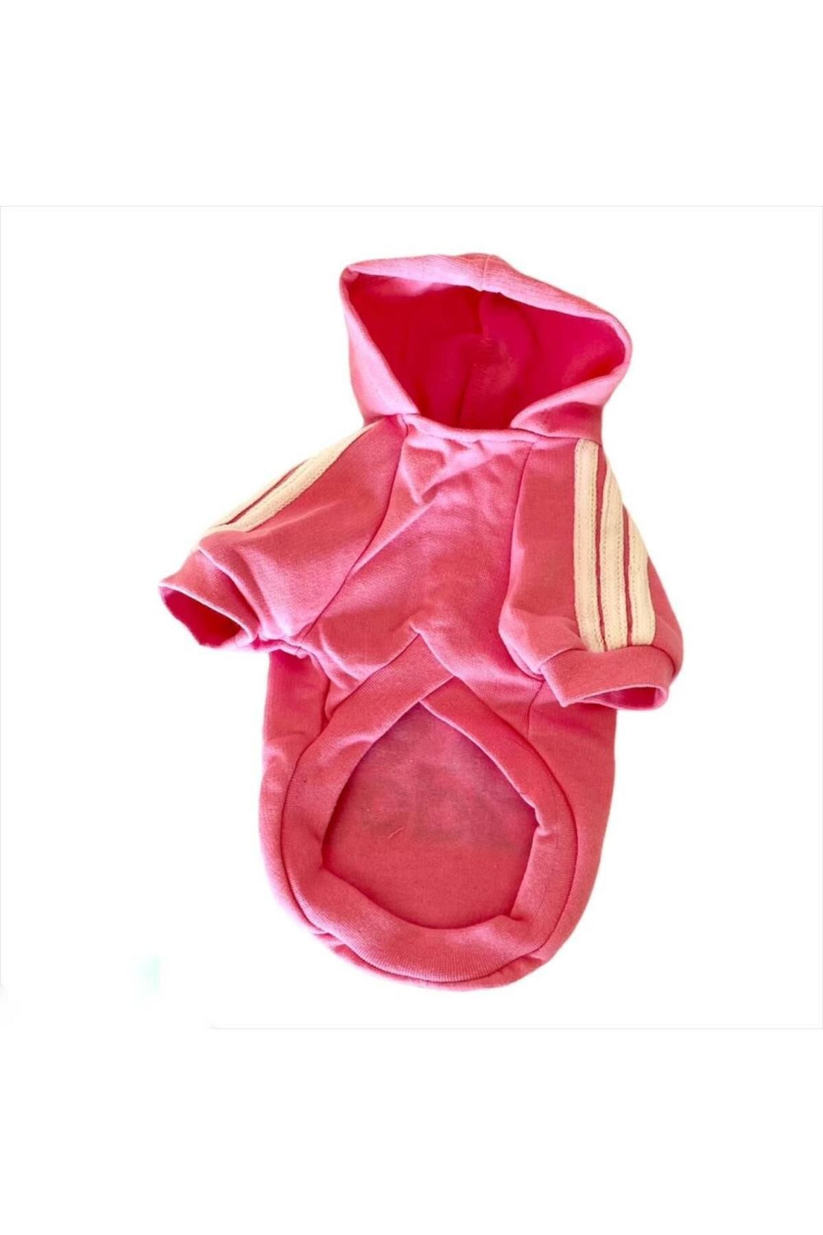 Pembe Adidog Kapşonlu Kedi Sweatshirt Kazak Duo