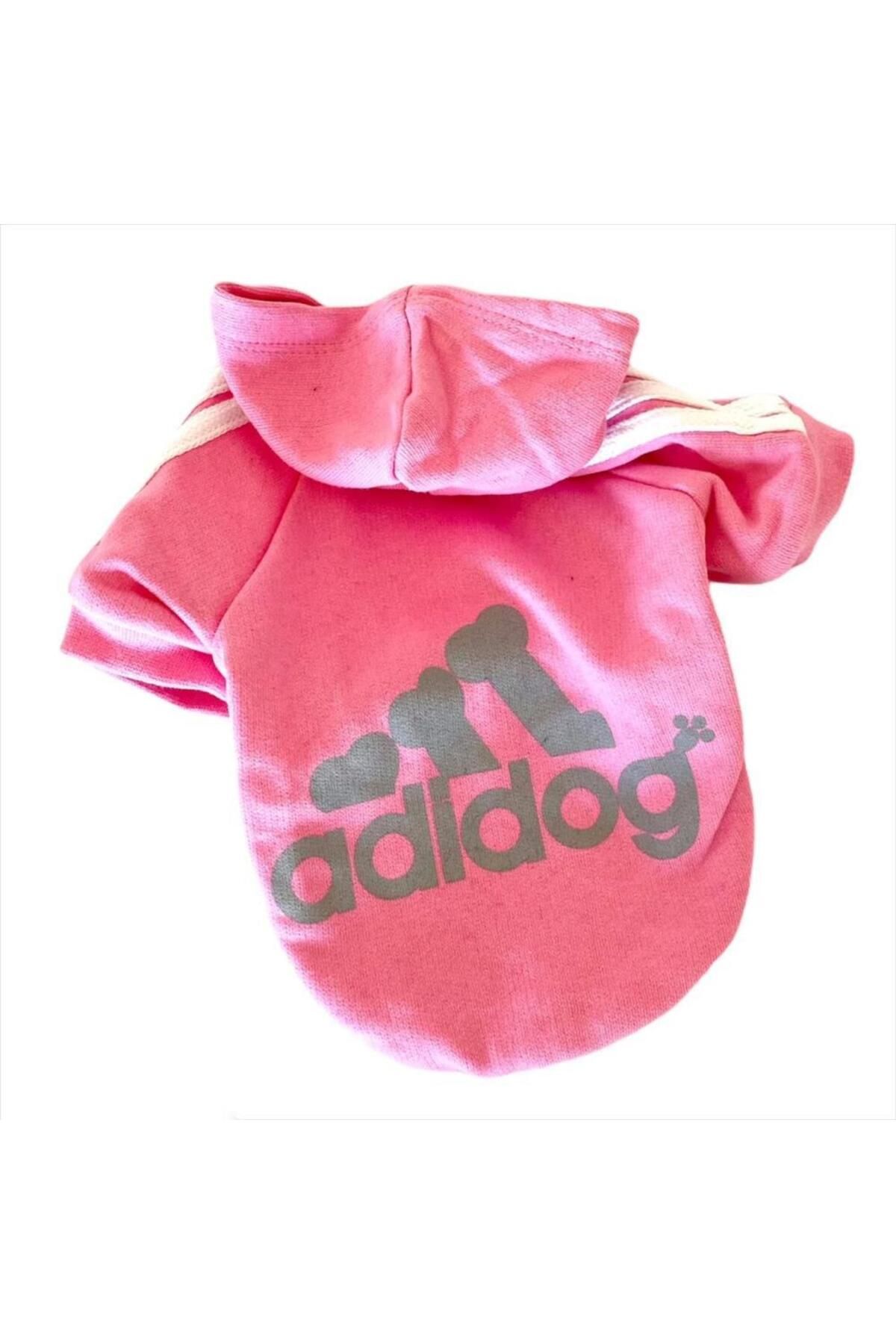 Pembe Adidog Kapşonlu Kedi Sweatshirt Kazak Duo