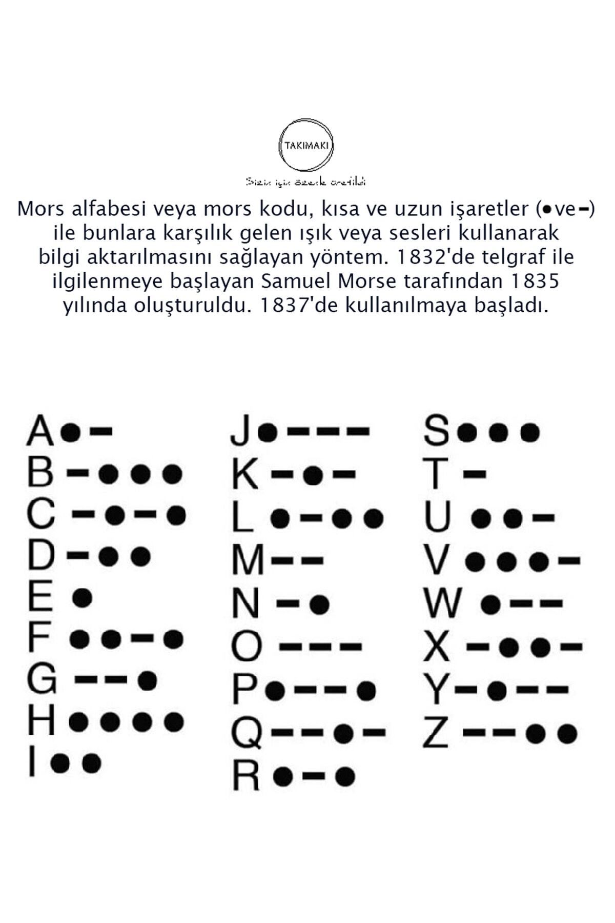 Mors Alfabesi Ile Yazılı Orijinal Gümüş Harf Kolye Ayarlanabilir Ip Kordonlu