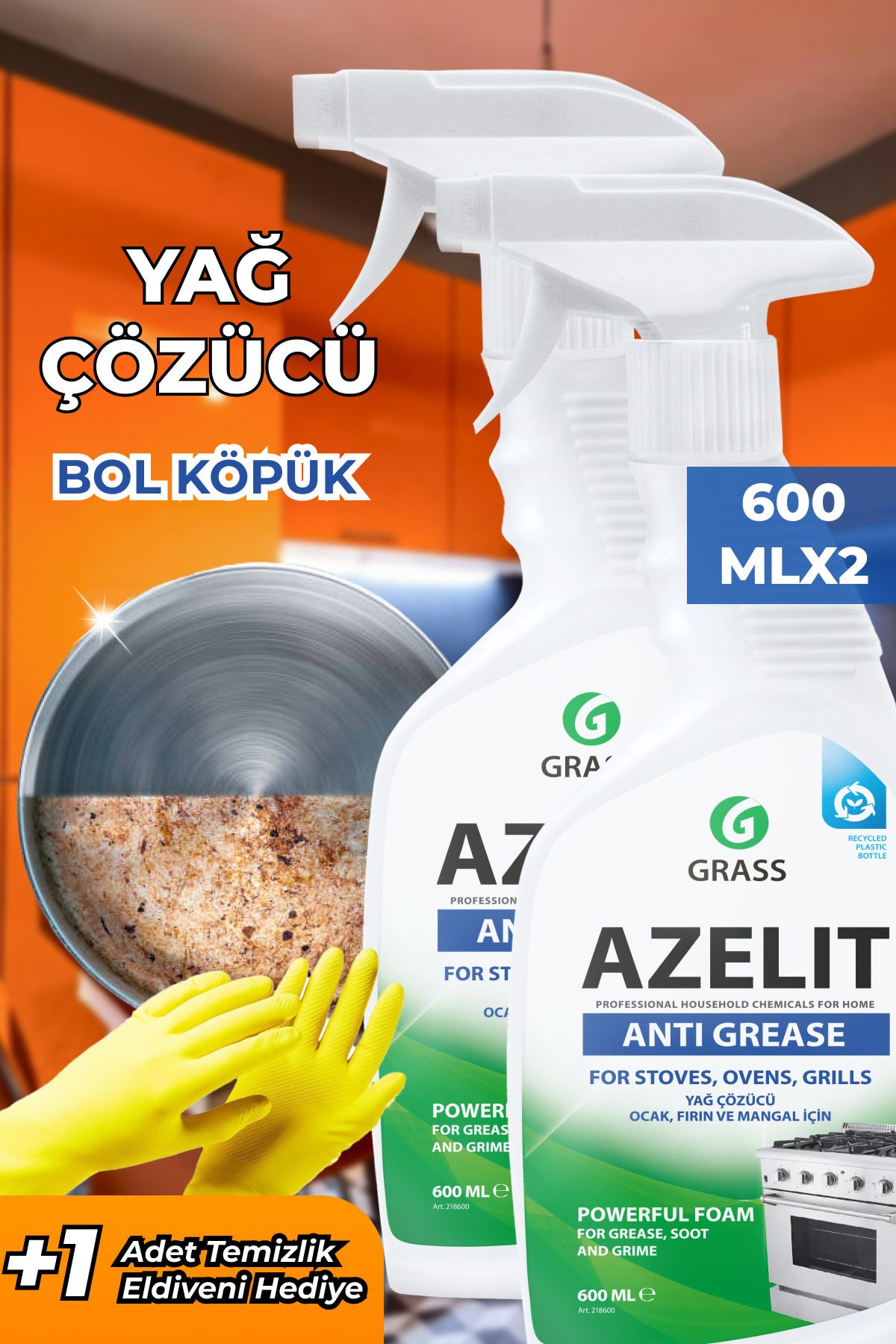 GRASSAzelit Yağ Çözücü Sprey600 ml 2 Adet