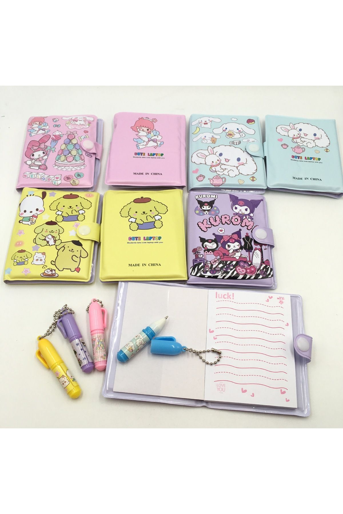 Sanrio Kuromi Cinnamoroll Pom Pom Purin Kırtasiye Seti 2 Parça Pom Pom Purin Kırtasiye Seti