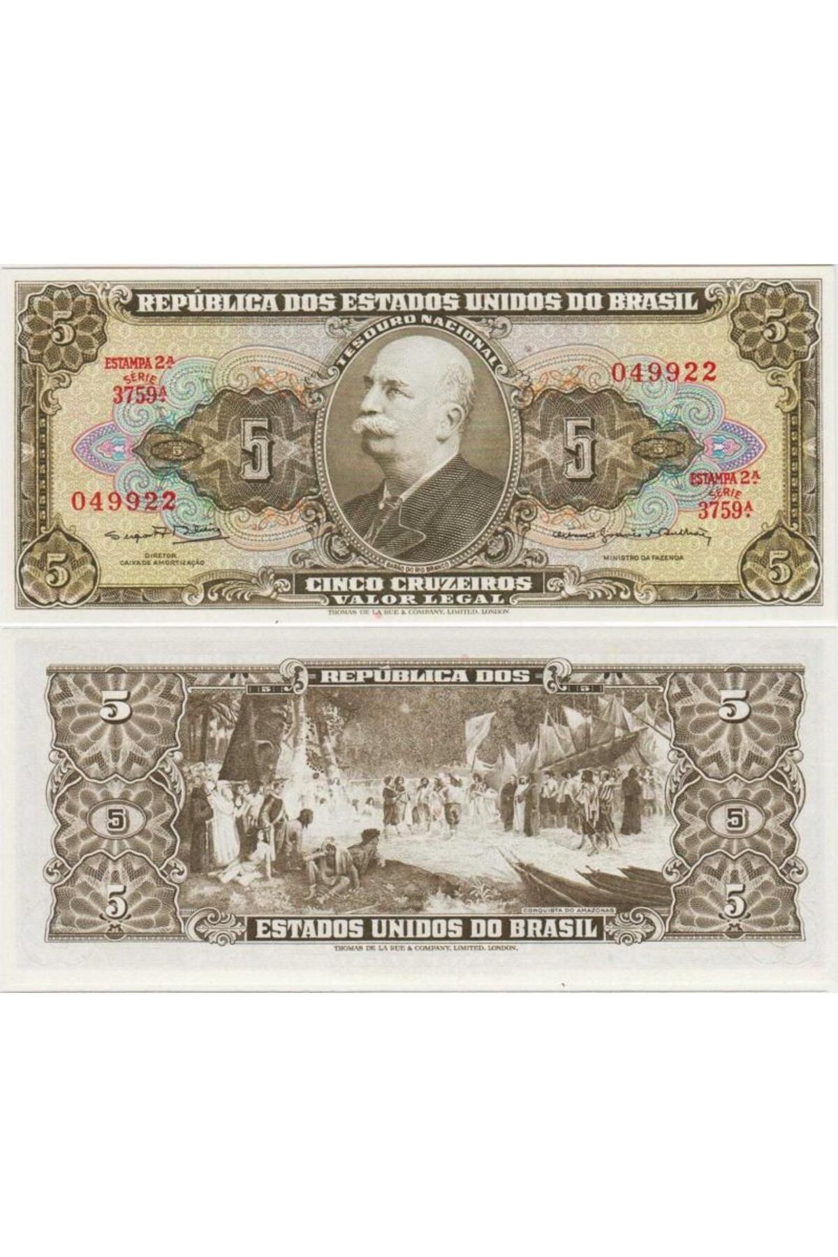 BanknotingBREZİLYA 5CRUZEIROS 1964 AMAZON'UN...