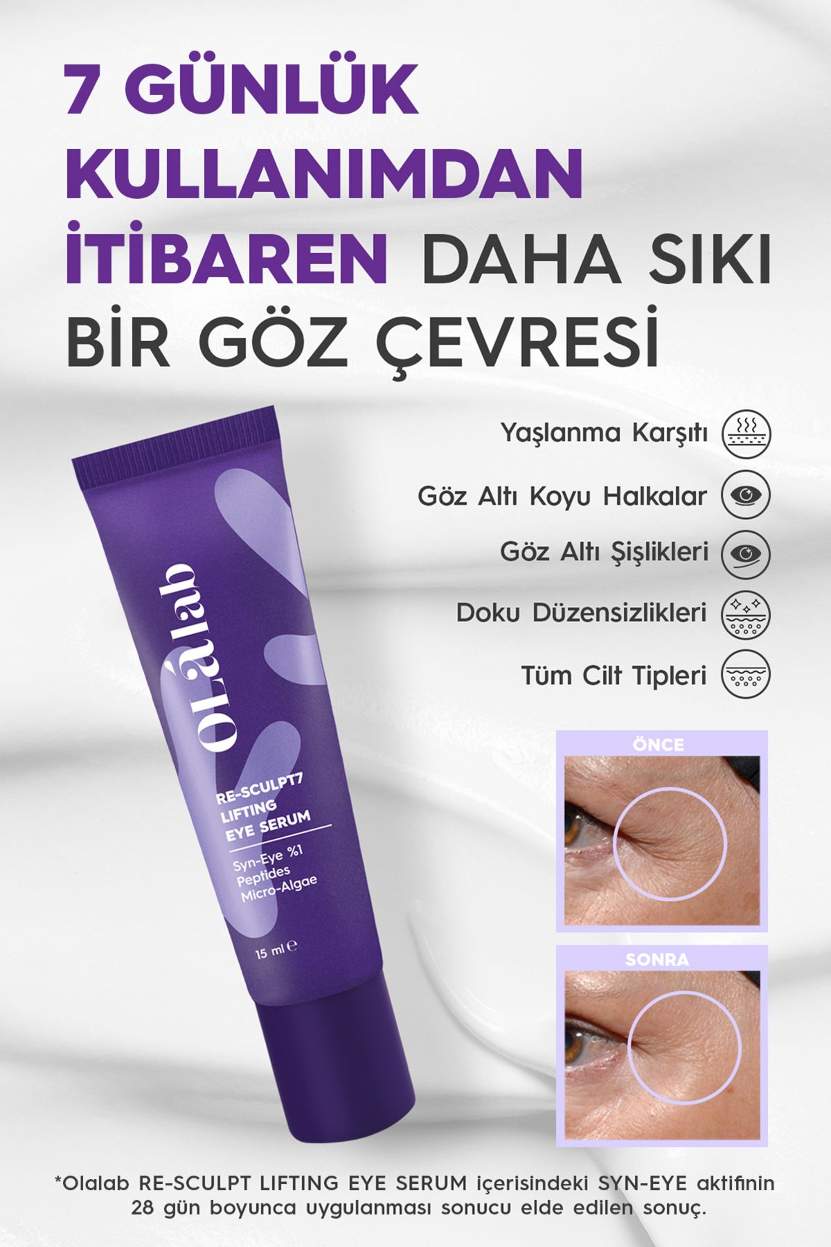 İnce Çizgi Kırışıklık Karşıtı Sıkılaştırıcı Mikro-alg & Peptit Göz Kremi 15 ml