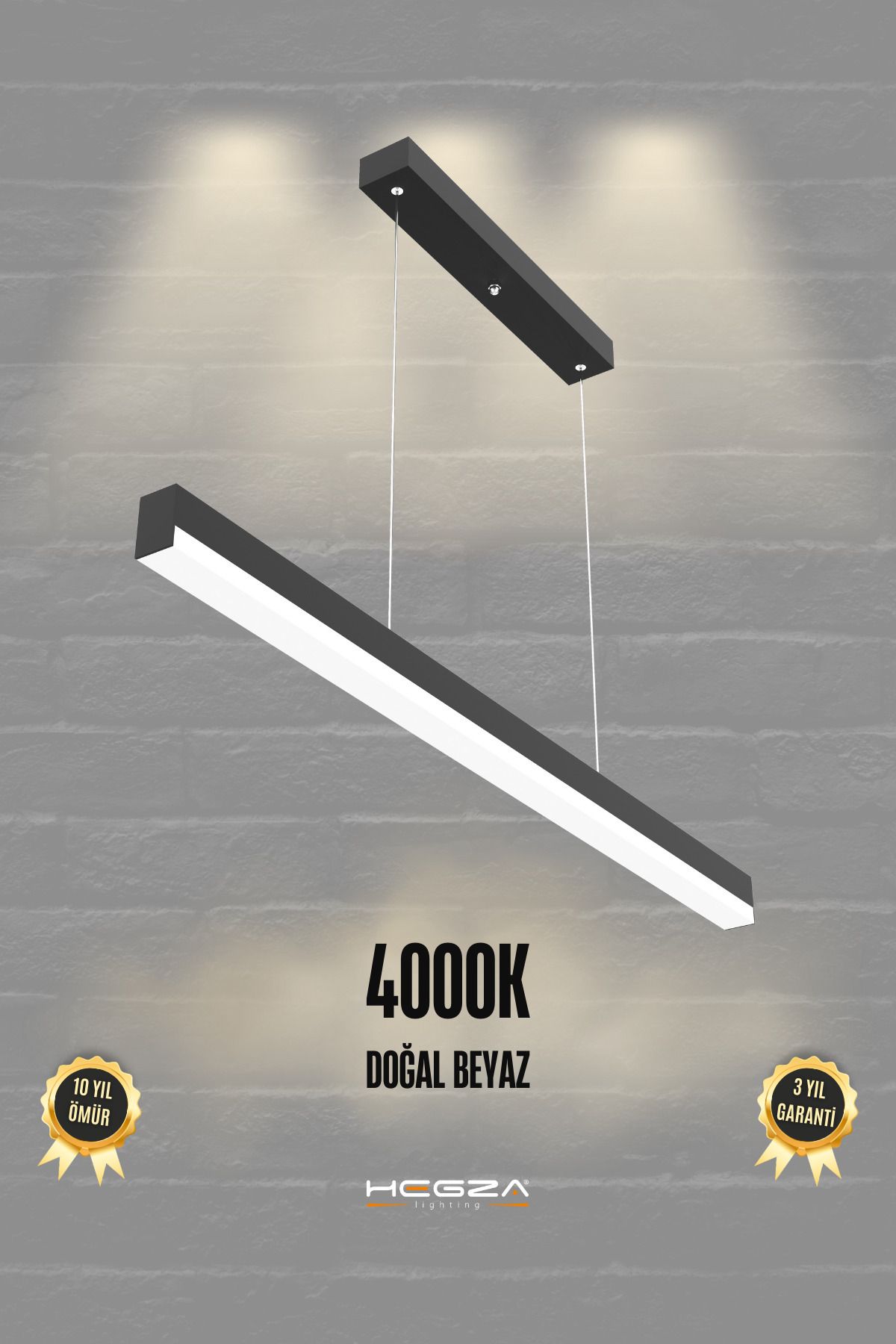 Hegza Lighting Magro 120cm (Siyah Kasa, Doğal...