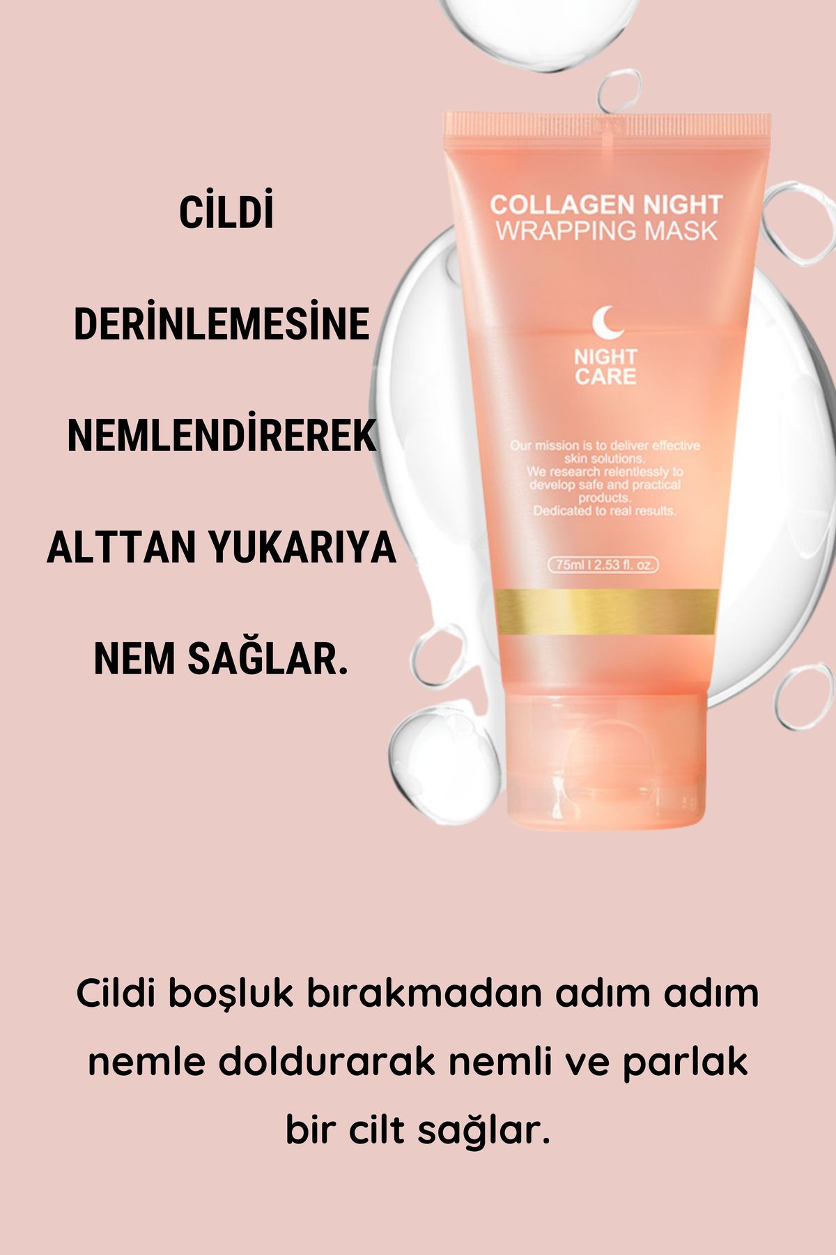 Soyulabilir Kolajen Jel Yüz Maskesi - Cam Cilt Kore Yüz Maskesi - Collagen Night Wrapping Mask 75ml