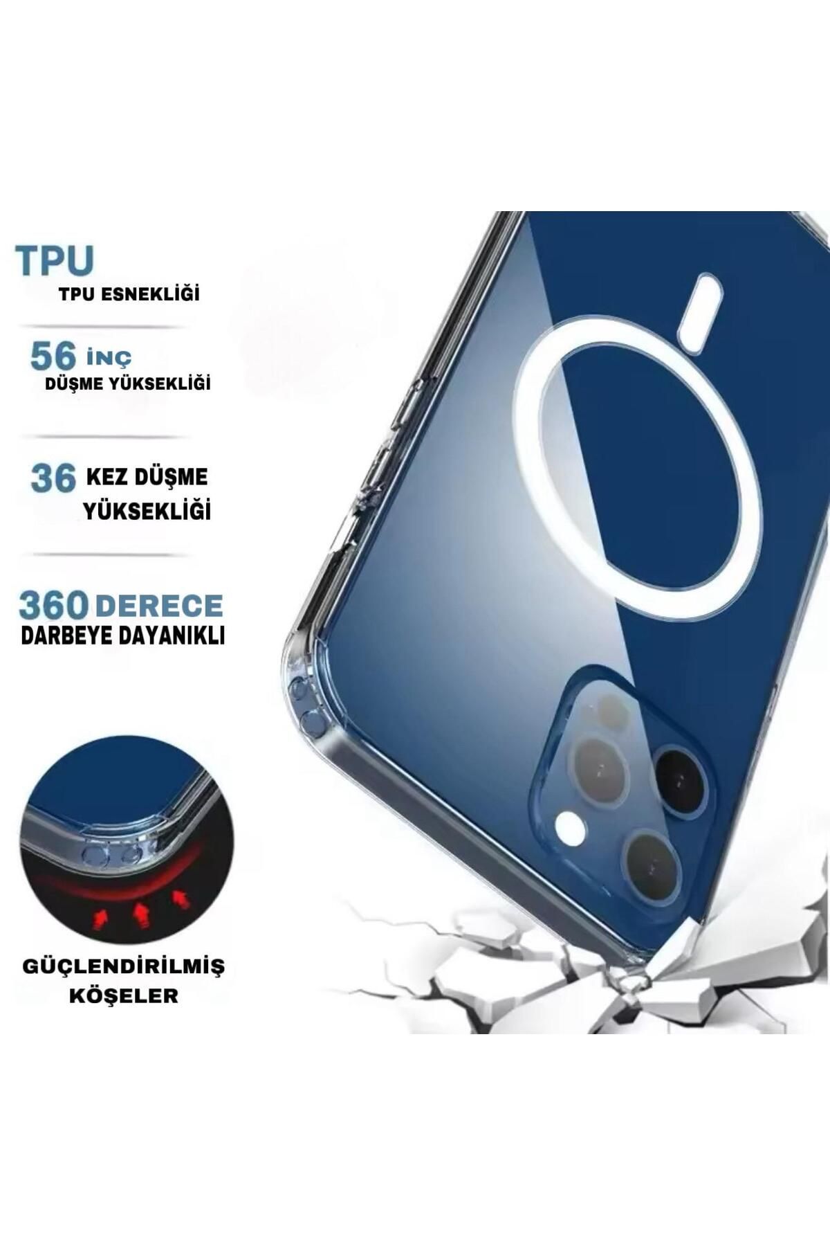 İPHONE 16 PRO MAX WİRELESS MAGSAFE KABLOSUZ ŞARJ DARBE EMİCİ KAMERA KORUYUCU ÇERÇEVELİ ŞEFFAF KILIF