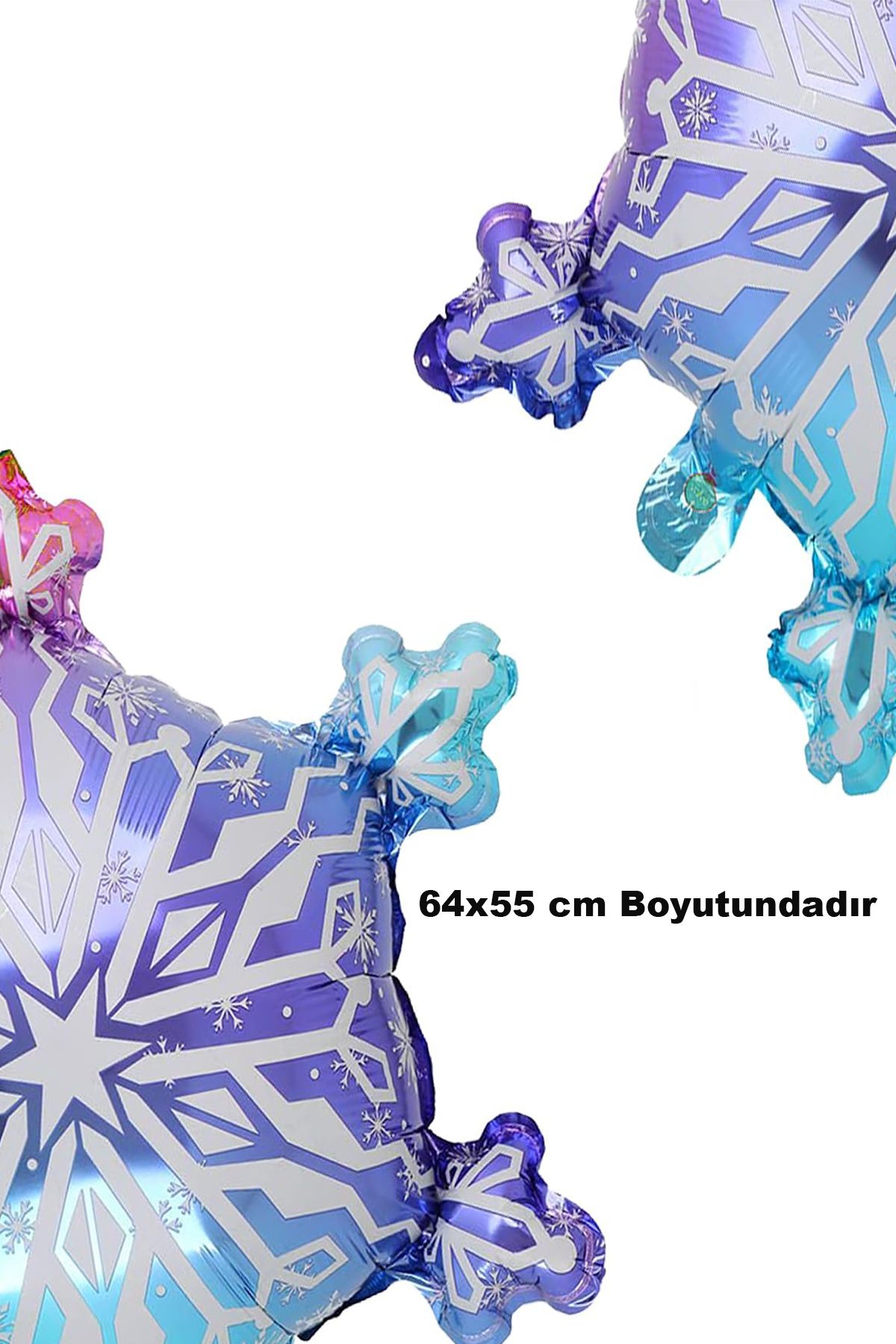 1 Adet Yılbaşı Kar Tanesi Folyo Balon 64x55cm Elsa Frozen Konspet Kartanesi Yeni Yıl Balon