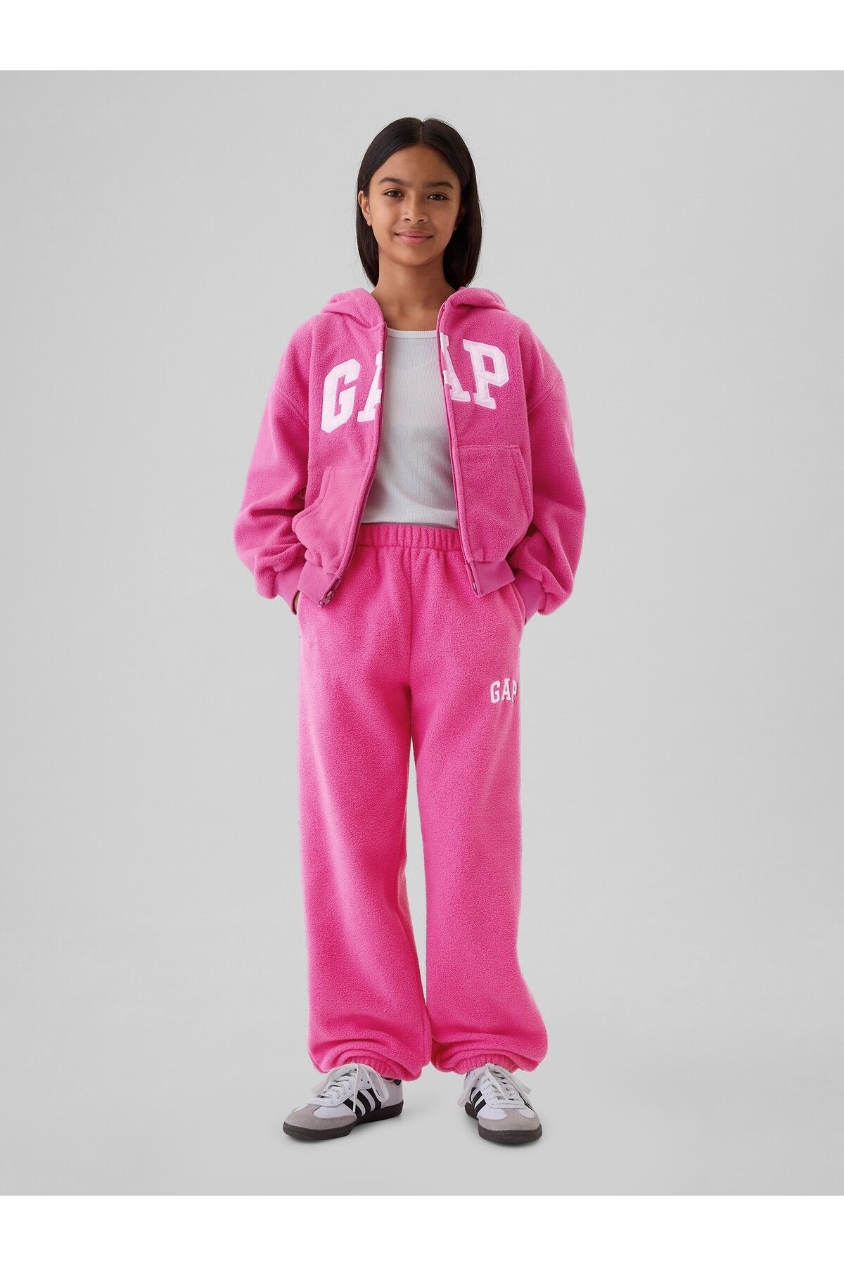 Kız Çocuk Pembe Gap Logo Polar Fleece Jogger Eşofman Altı