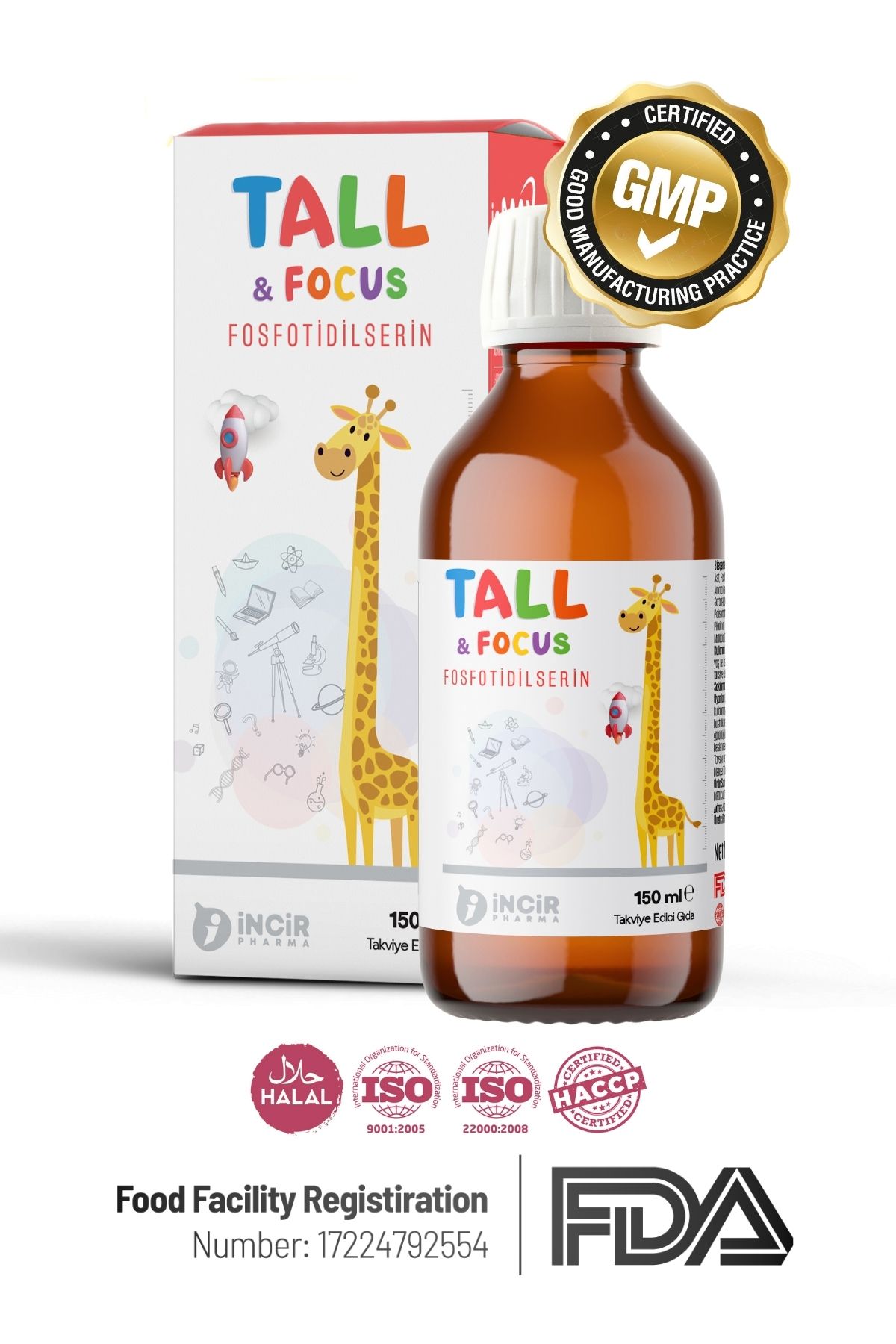 Tall and Focus (GİRLS & BOYS) Boy Uzamasına, Kemik Ve Kıkırdak Büyümesine Destek Takviye 150ml Şurup