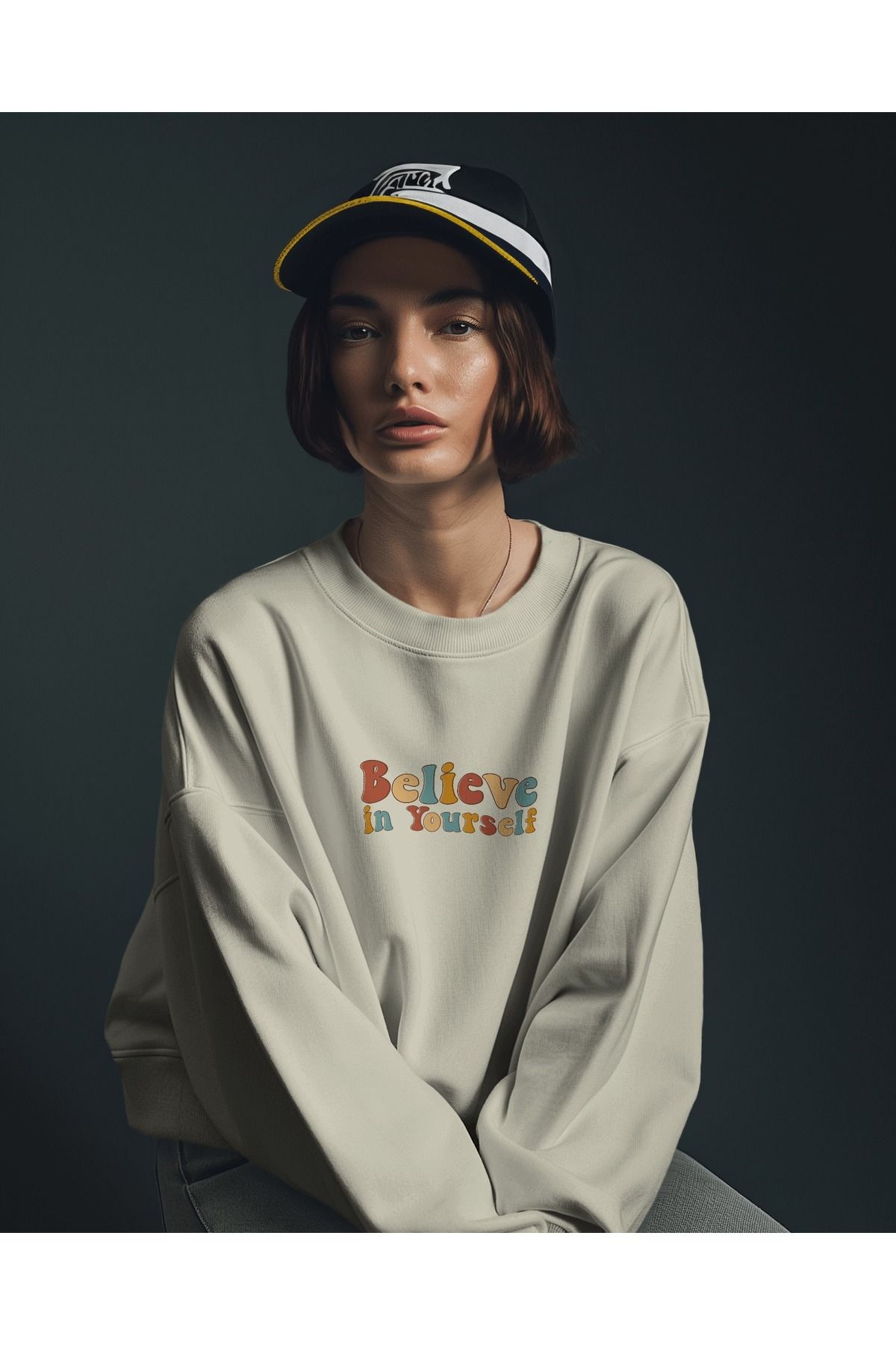 Believe Krem Sweatshirt 3iplik kalın Unisex