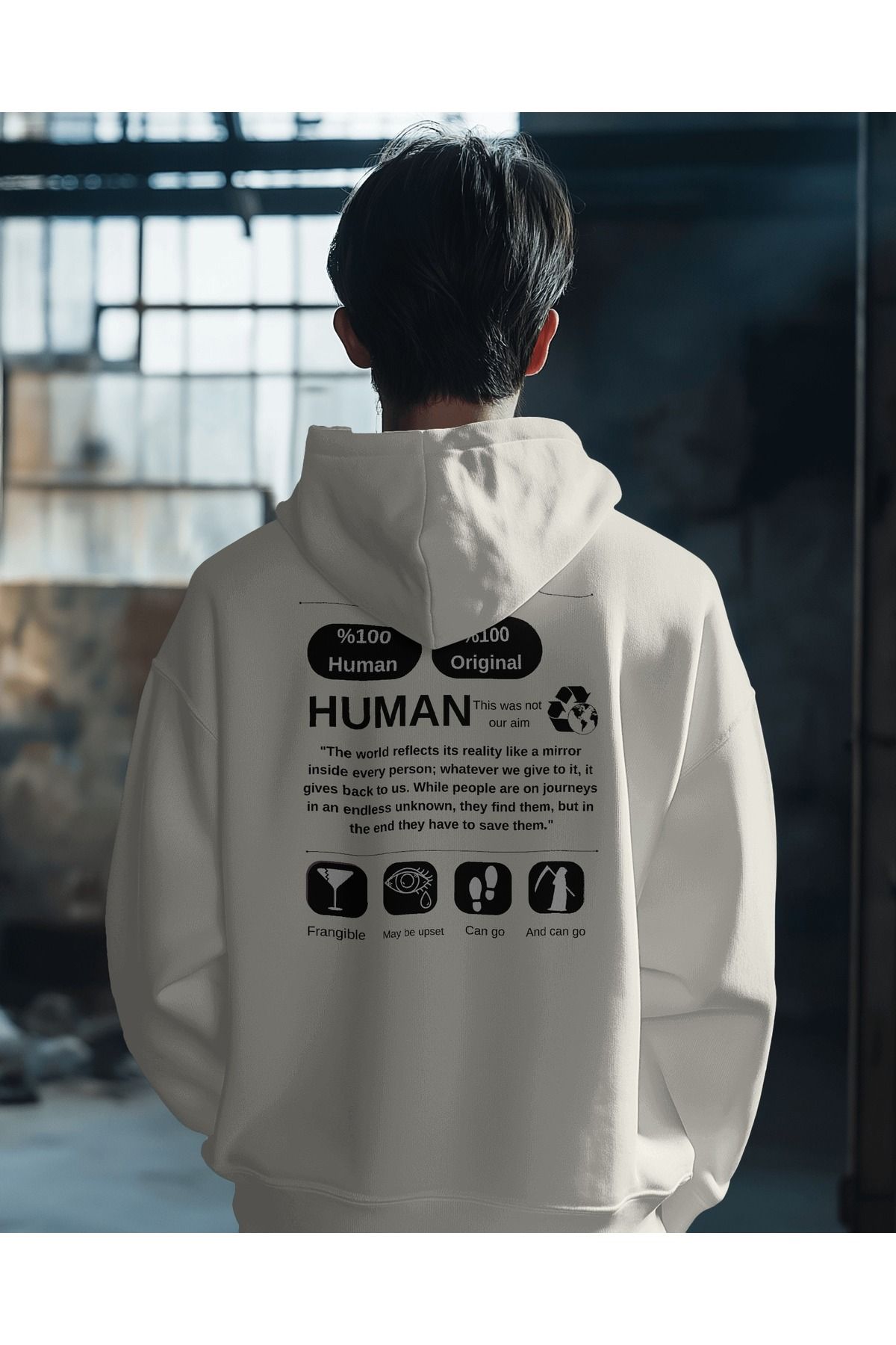 Parspera Human BeyazSweatshirt Kapüşonlu  3ip...