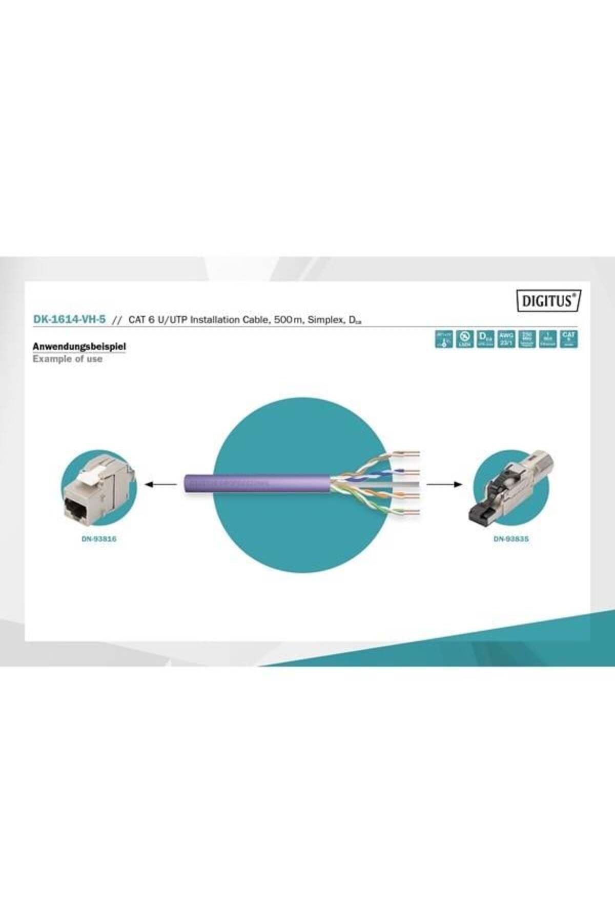 Cat6 Utp 23awg Mor 500m Makara Saf Bakır Kablo 0.50mm Dk-1614-vh-5