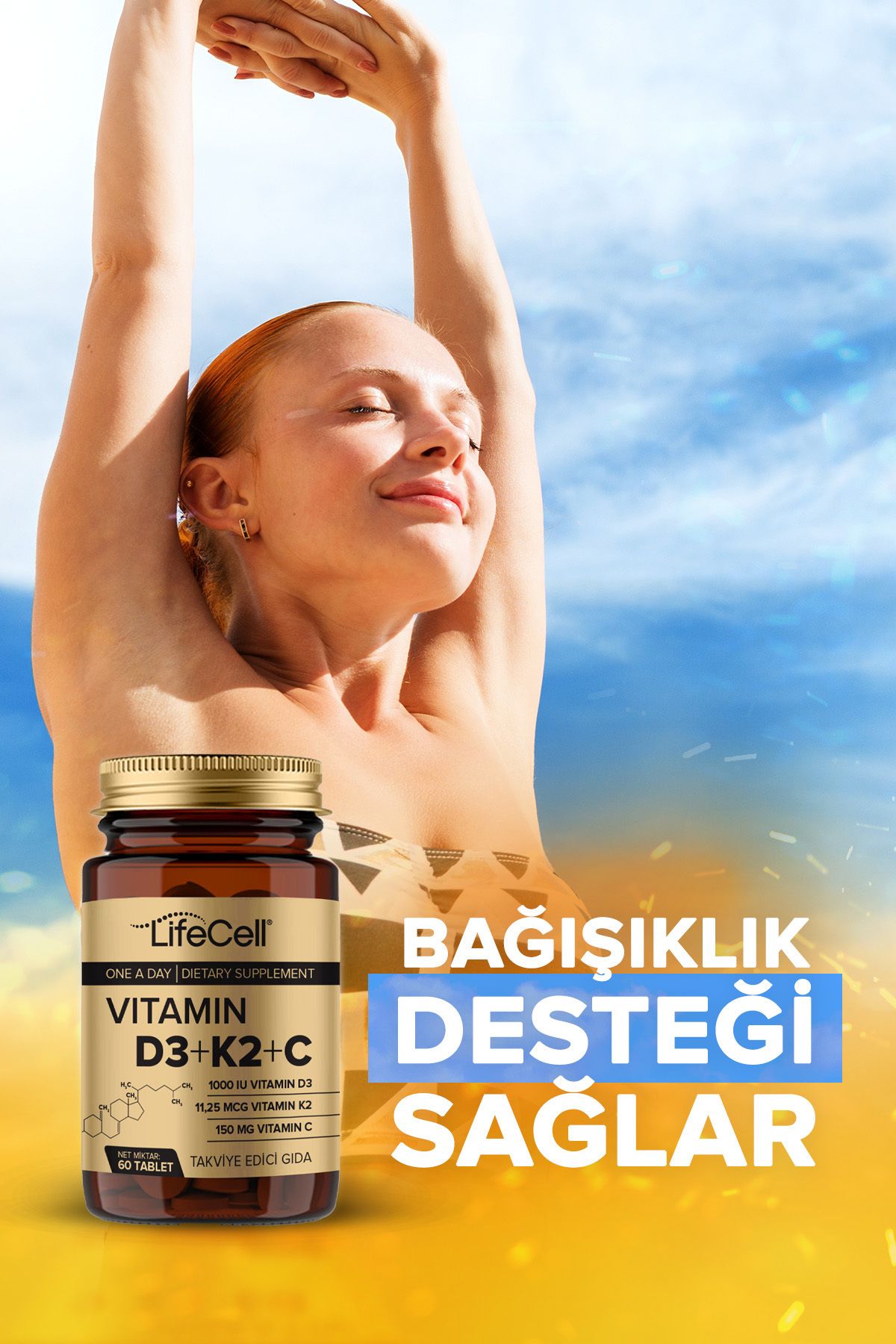 Vıtamın D3 K2 C - 60 Tablet Komplex Vitamin Desteği