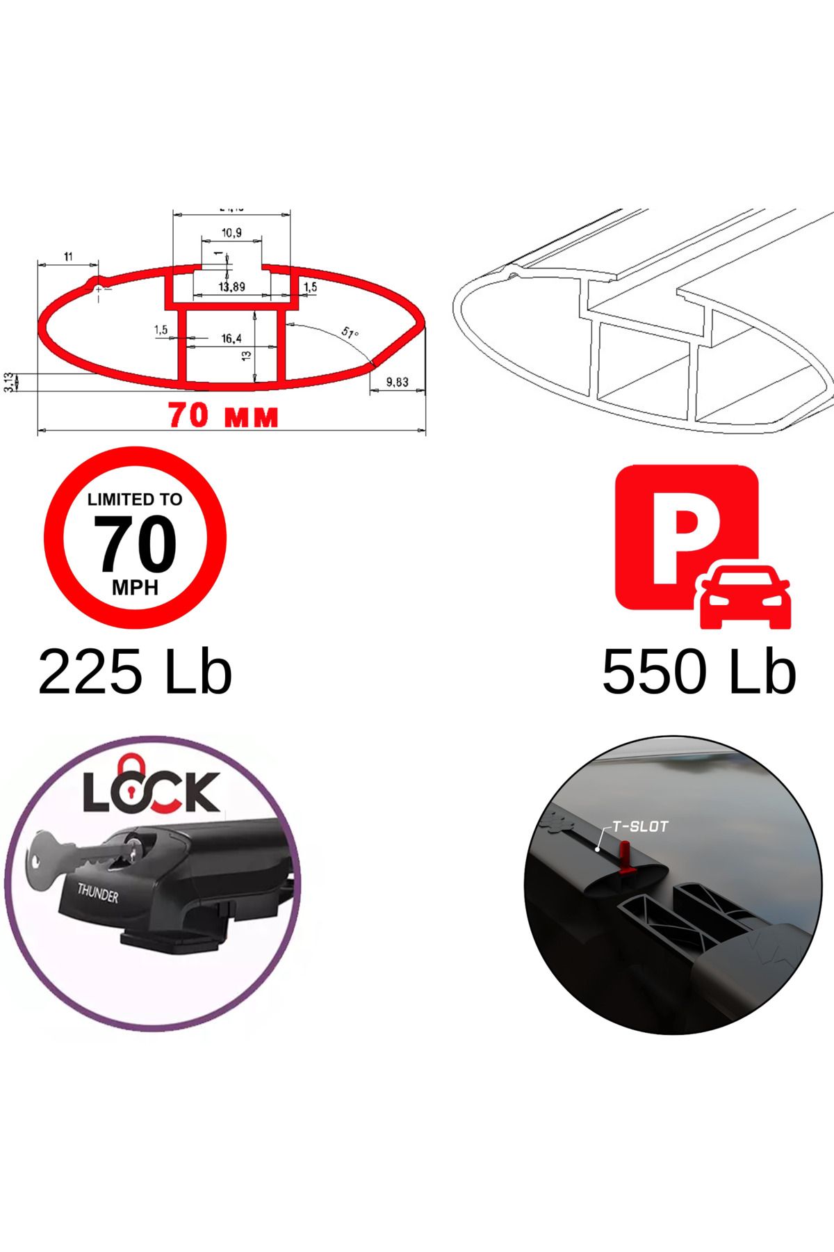 BMW X3 2024 ve Sonrası TRX2 Plus Thunder Carrier Kilitli Ara Atkı Taşıyıcı Tavan Barı Siyah