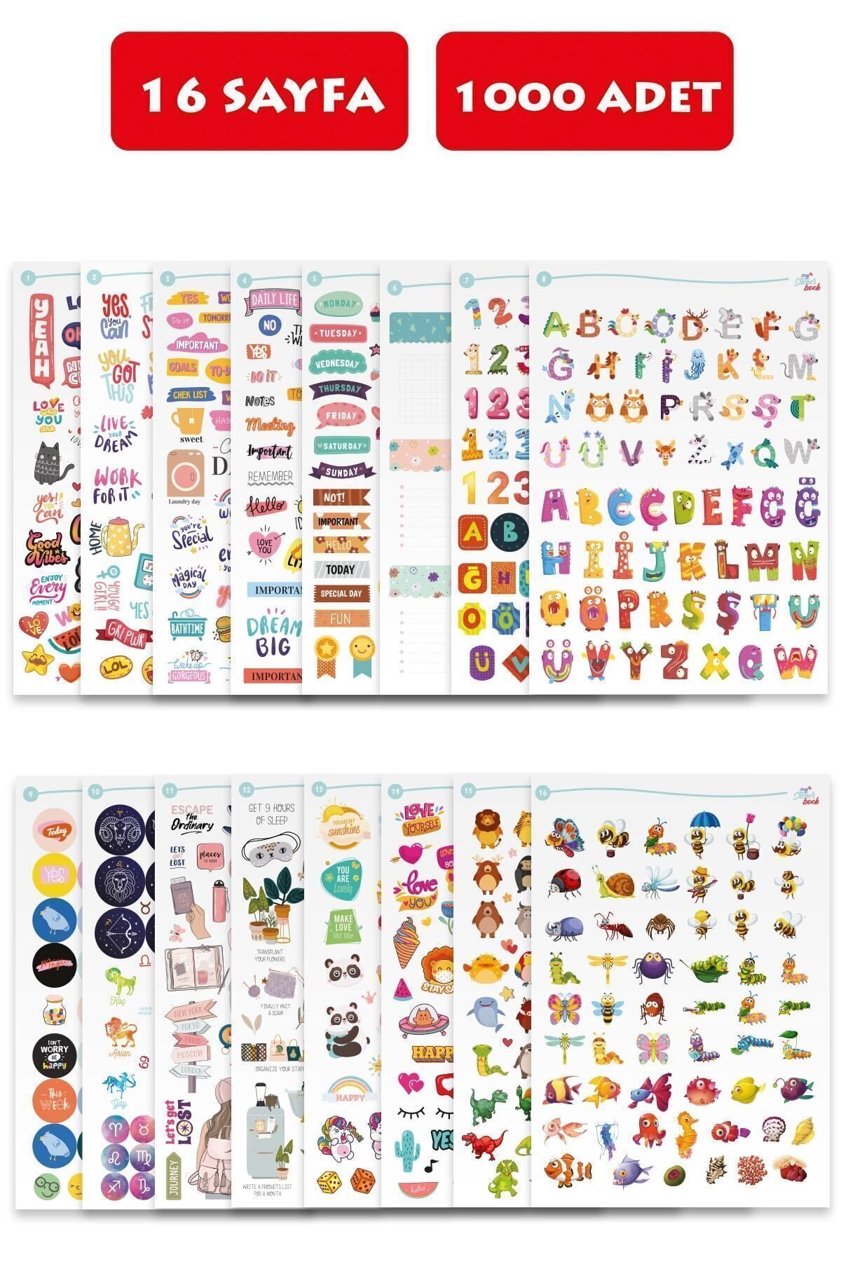 My Sticker Book , Etiket Kitabı , 1000 Adet Sticker , 16 Sayfa ( A5 Boyut) 177USERI